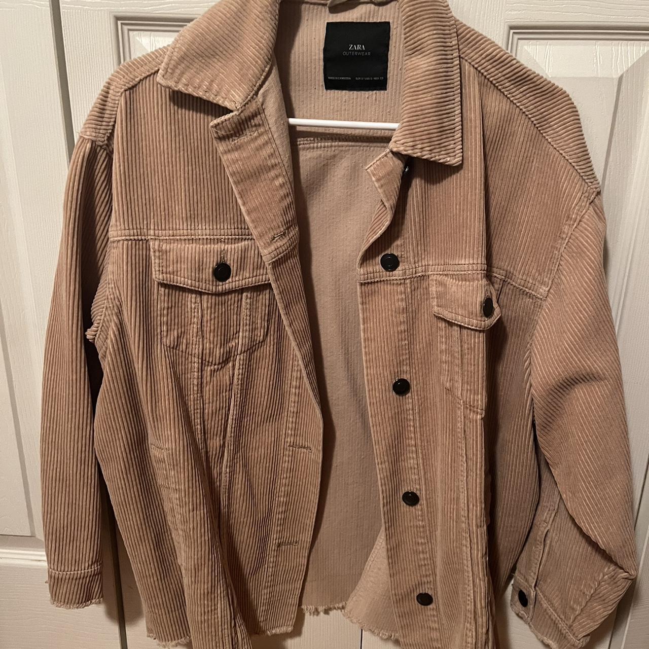 Zara Corduroy Jacket Zara Shacket Beige Long Cream Colored