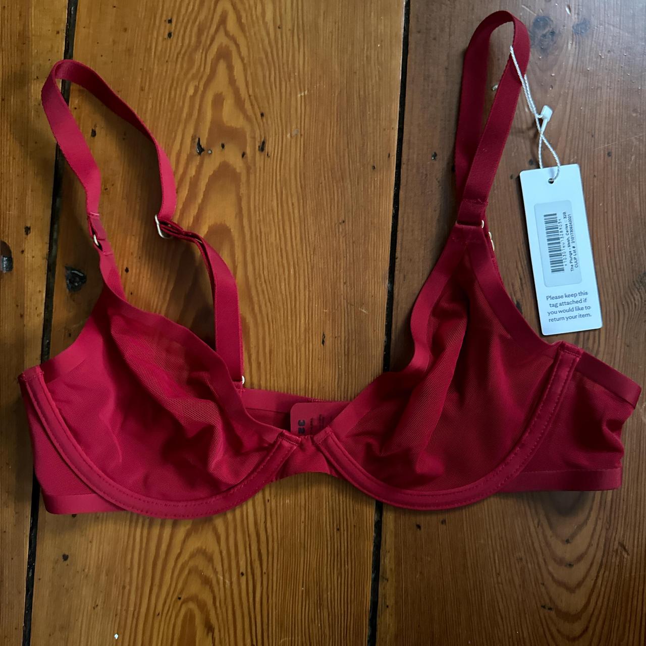 cuup the plunge in mesh cherise red. size 32b. never... - Depop