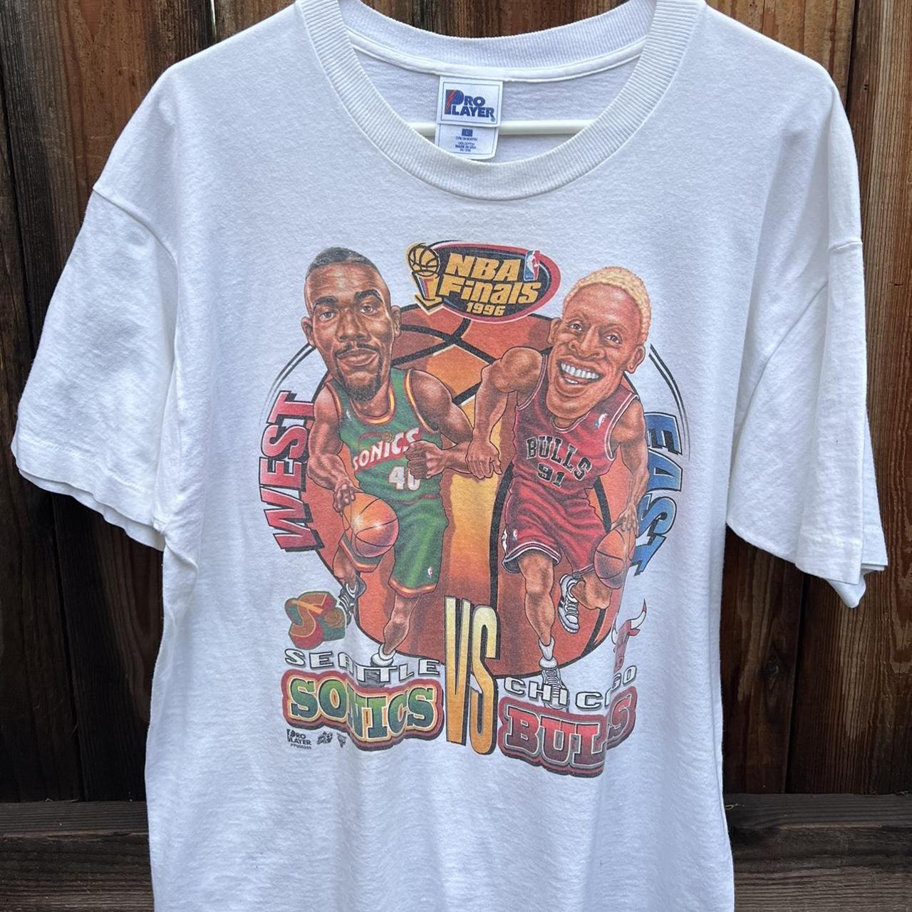 Vintage Pro Player 1996 NBA Finals Bulls vs Super... - Depop