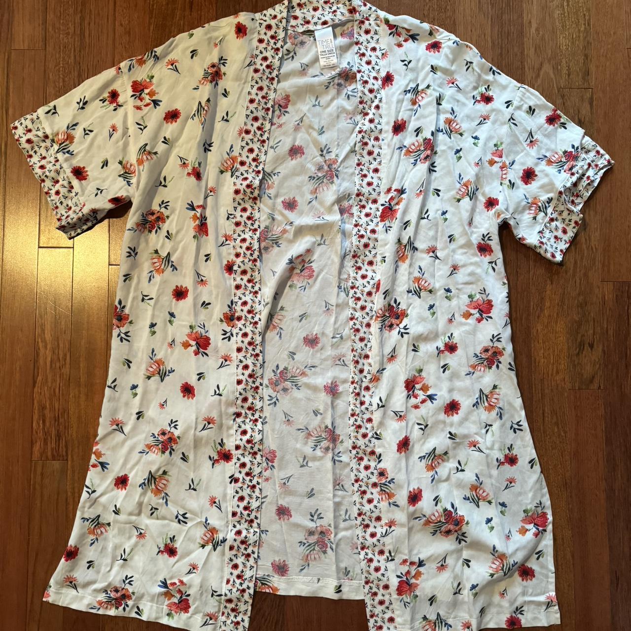 NWT women's Time and Tru long floral cover up L/XL! - Depop