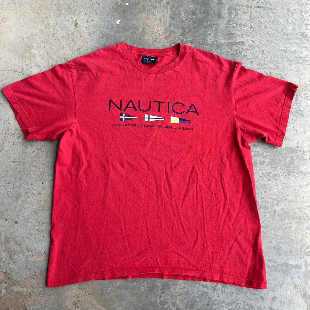 Vintage 90s Nautica Sailing Flag Tee Size... - Depop