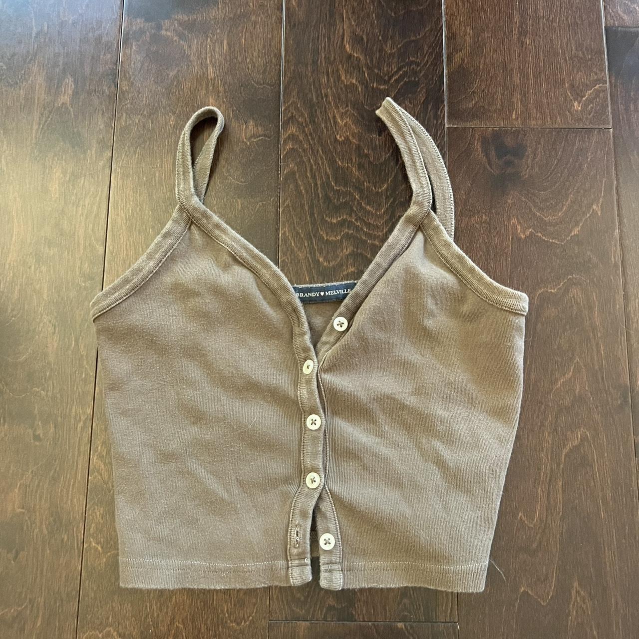 brandy brown button in the front tank Depop