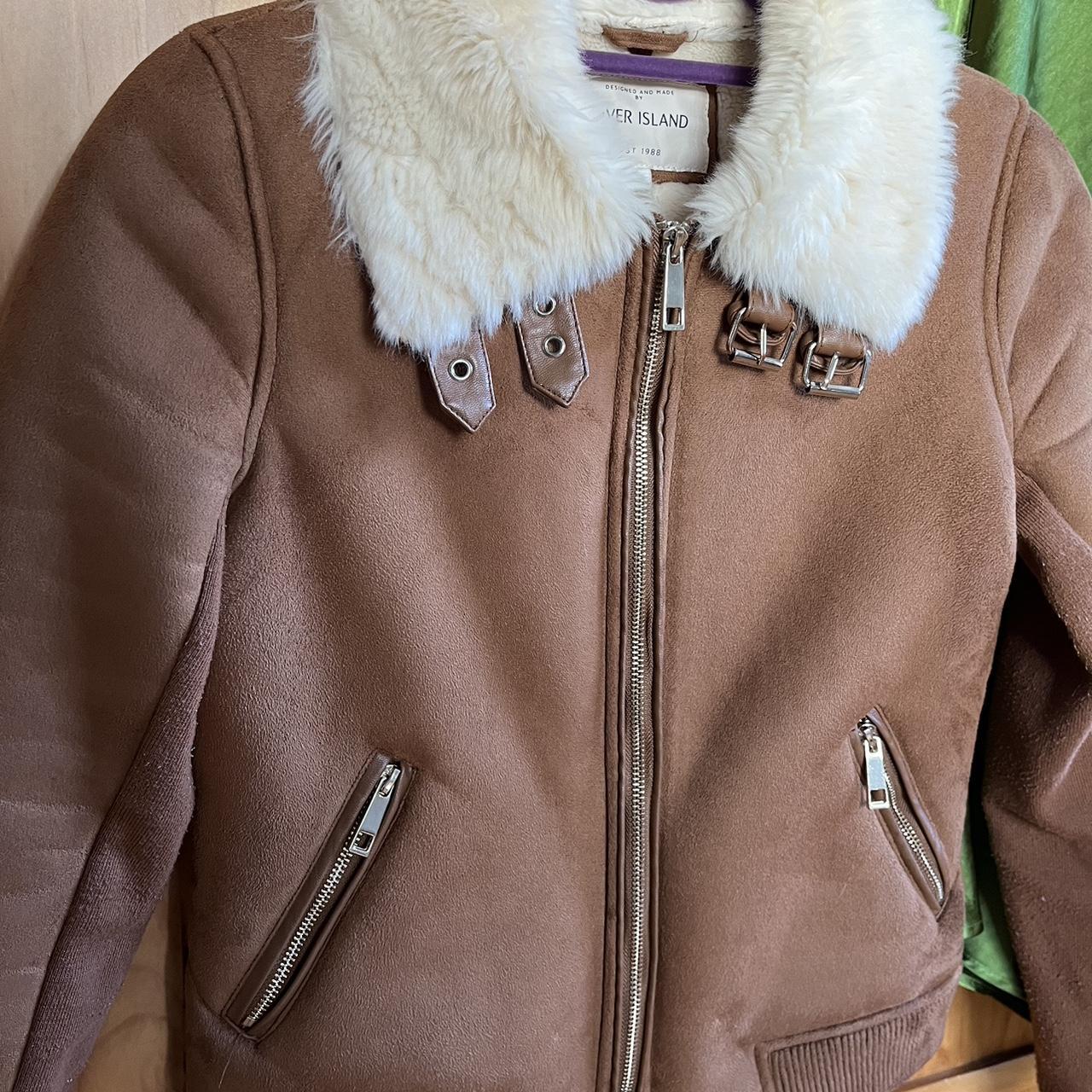 Faux Leather Jacket River Island Cream Aviator Jacket Suede Jacket