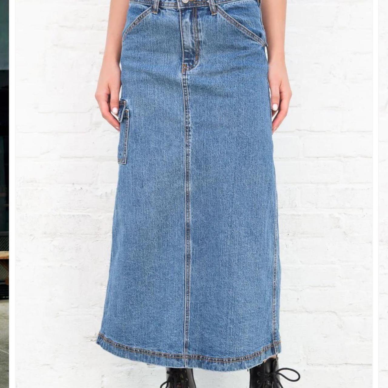 Brandy Melville Kenzie 90’s Denim Skirt Mid length... - Depop