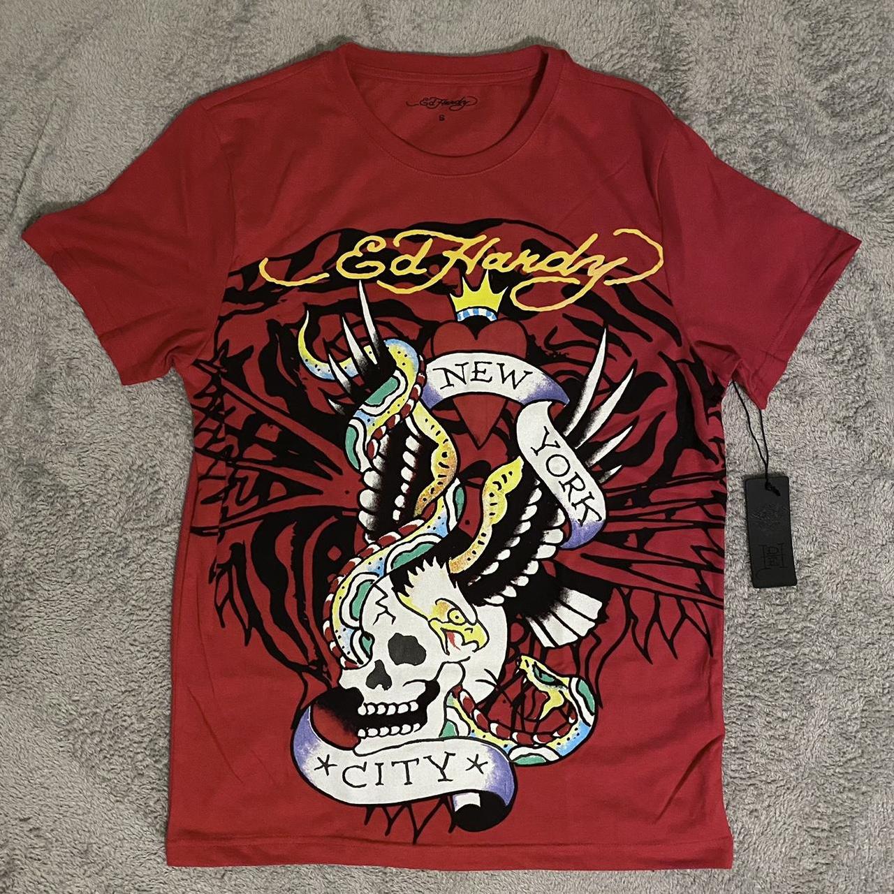 Ed Hardy TIGER EAGLE Tシャツ Ed Hardy tiger NYC eagle t-shirt -size S in men's | Depop