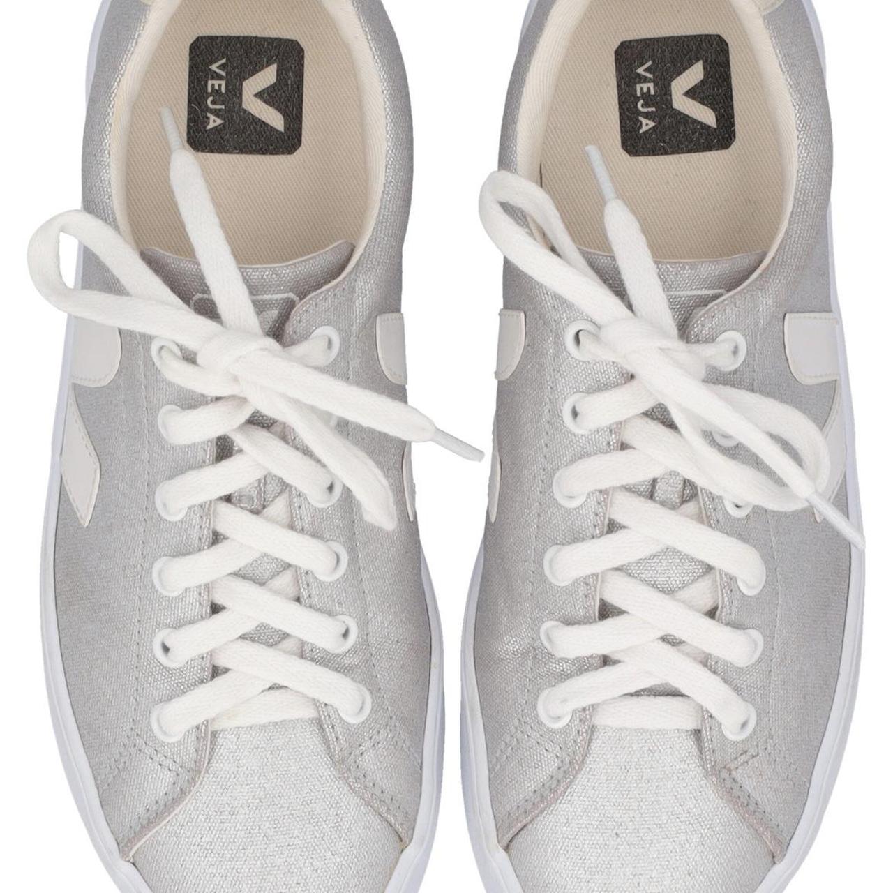 Veja Women's Silver and White Trainers Depop
