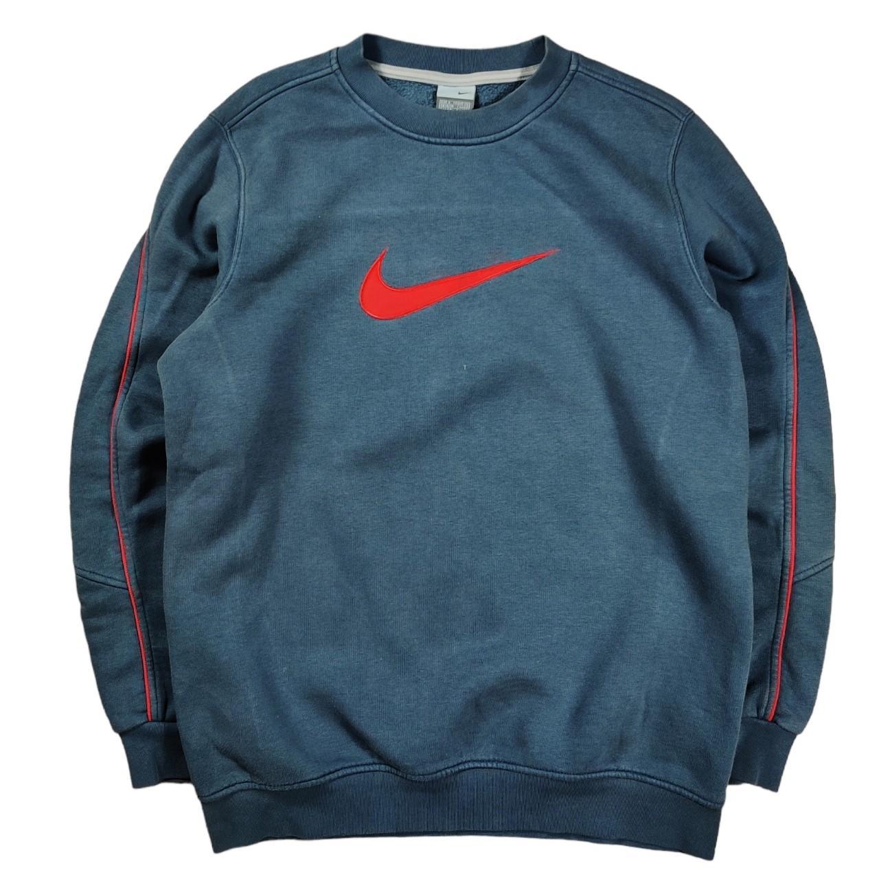 Nike Men's Grey and Red Sweatshirt | Depop