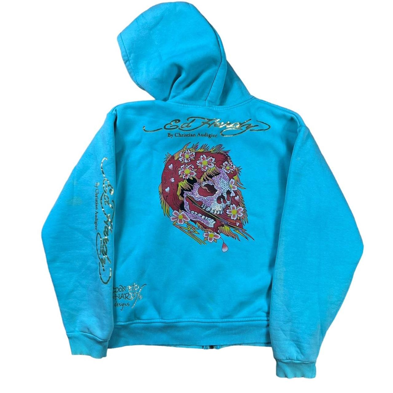 ED HARDY VINTAGE ZIP HOODIE Y2K 00S UTILITY EDGY... - Depop