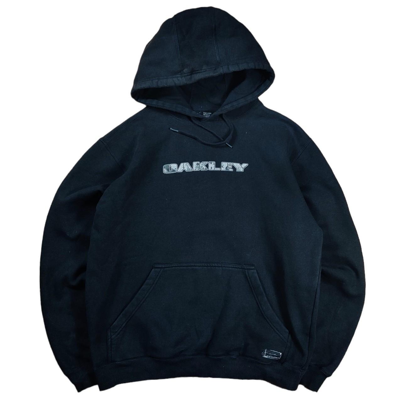 Oakley Men's Black and Grey Hoodie | Depop