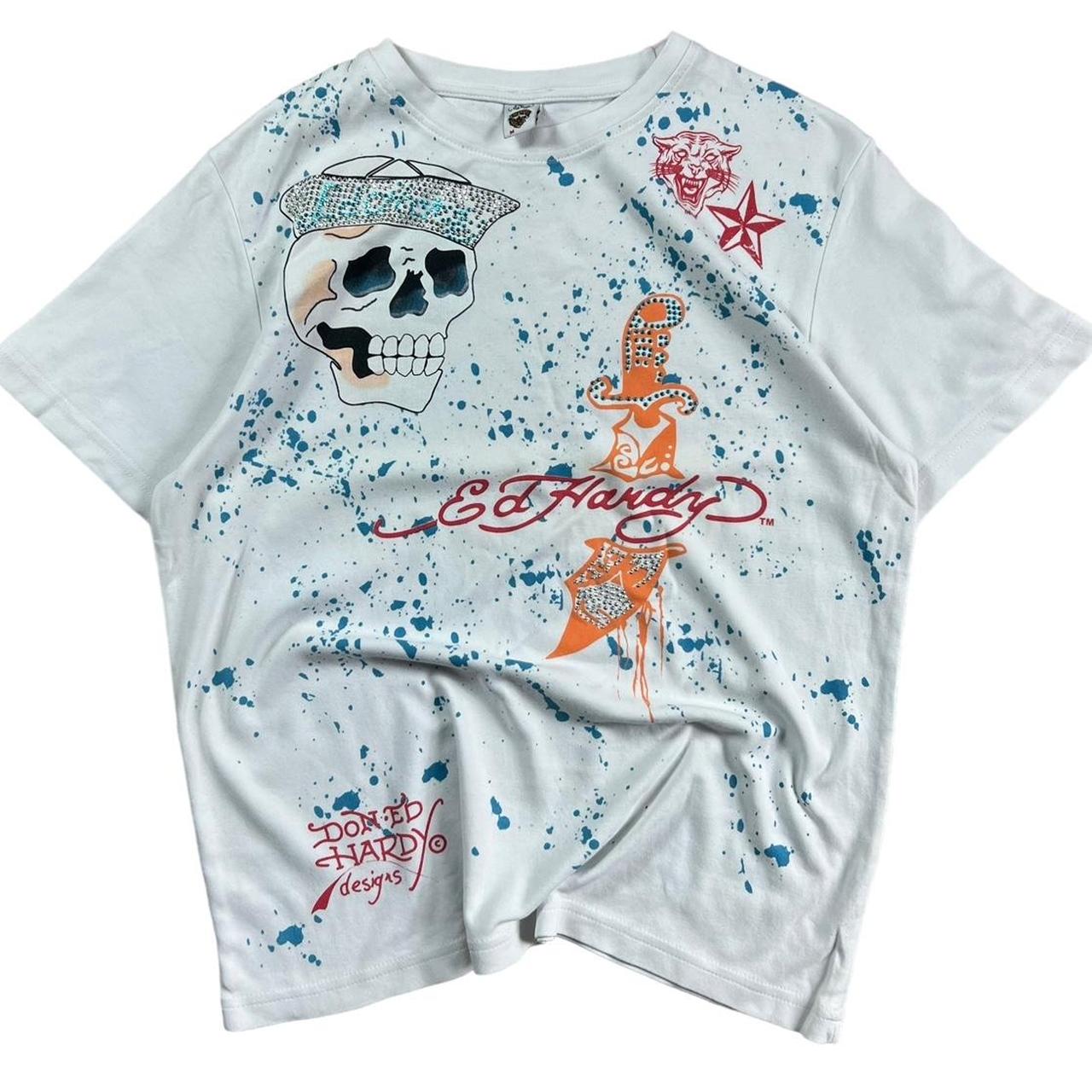 ED HARDY EDGY T-SHIRT JERSEY SKATER CYBER Y2K 2000S