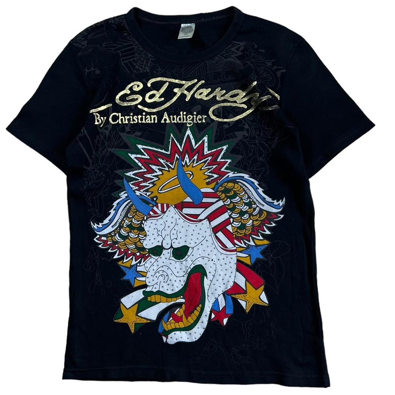 ED HARDY T-SHIRT PRINTED VINTAGE SKATER Y2K 2000S | Depop