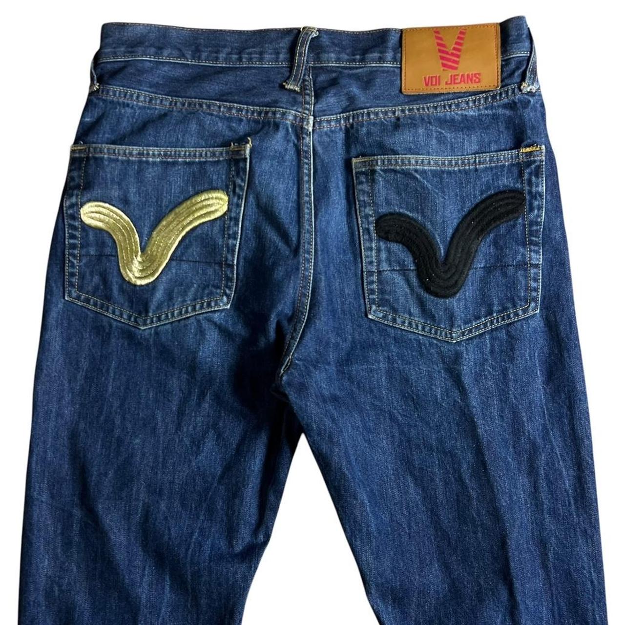Vtg EVISU Jeans Y2k Multi Pocket/Color Wide Leg Skater Japan