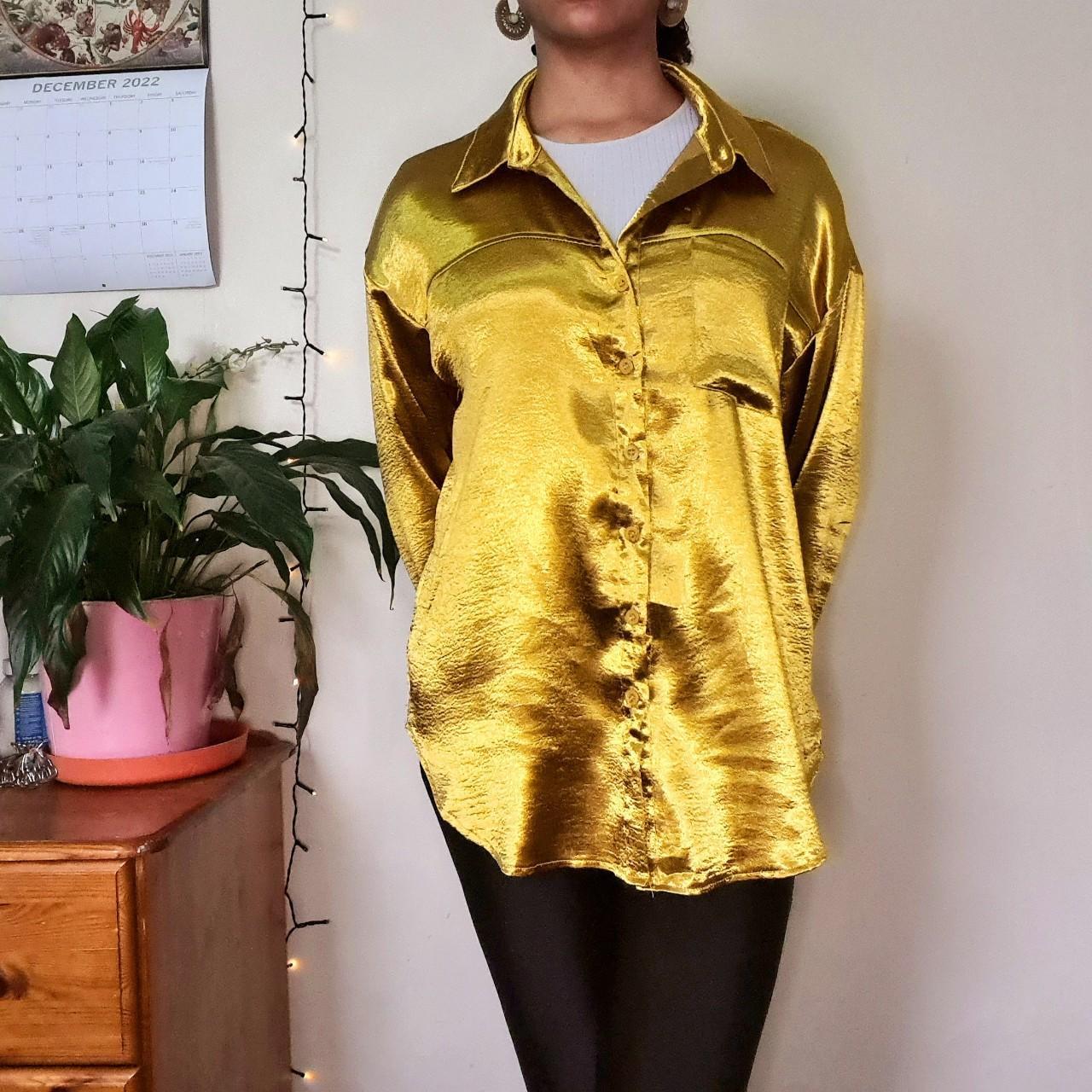 Missguided Women's Gold Shirt | Depop