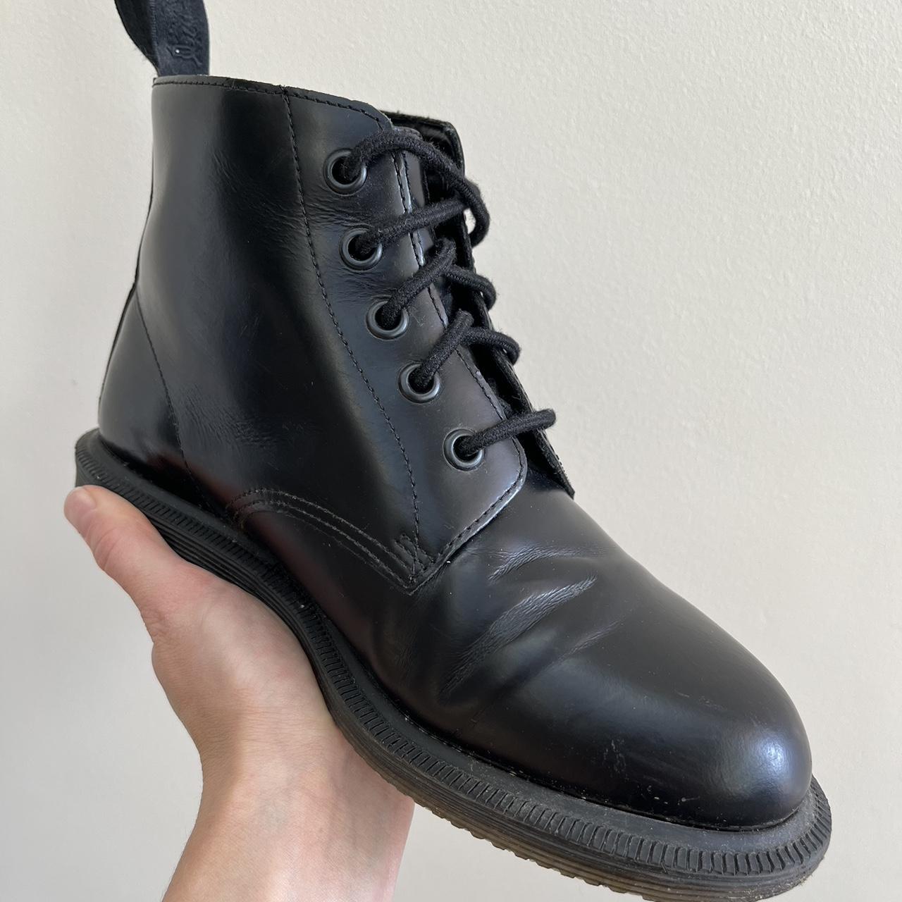 Dr. Martens Emmeline leather black boots. UK size... - Depop