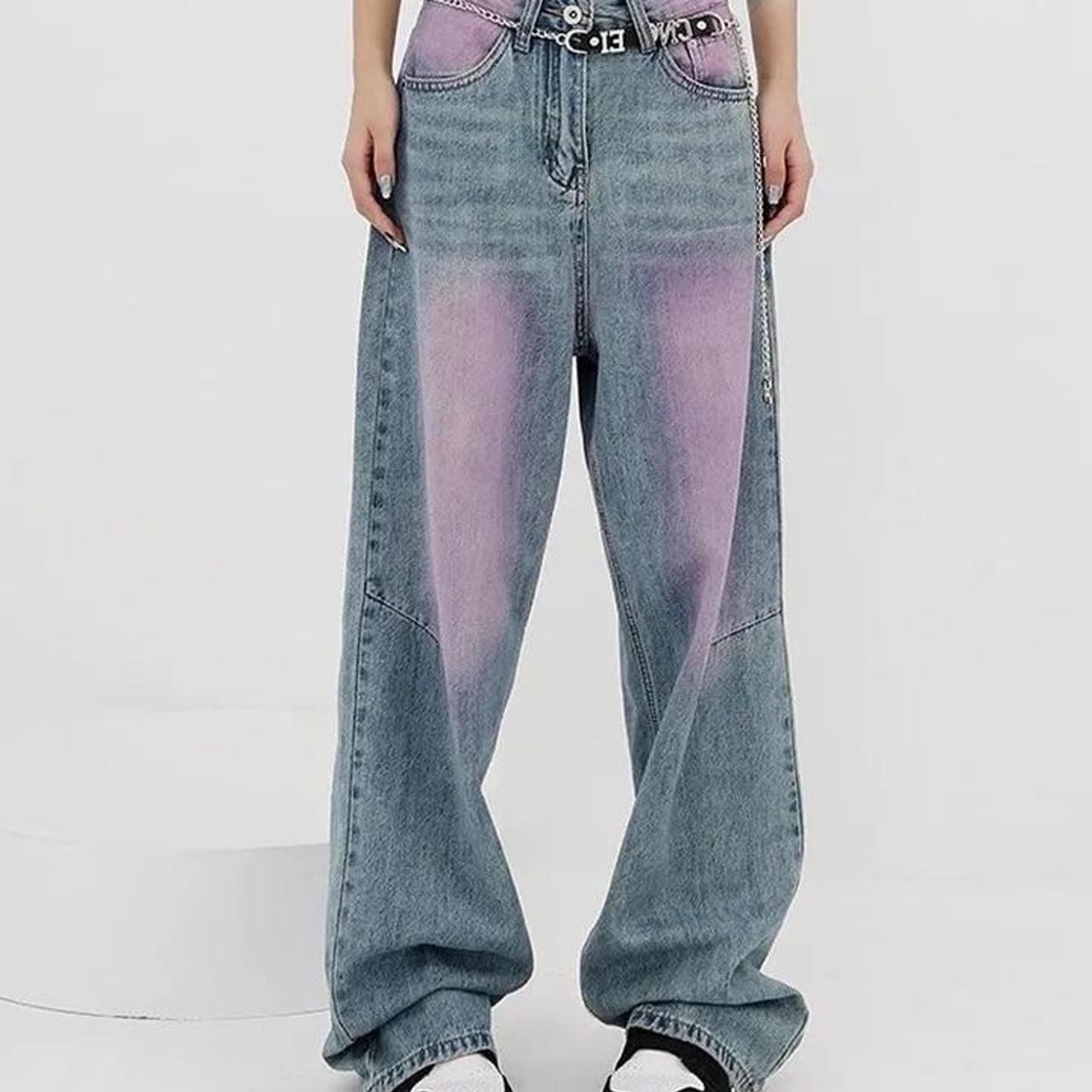 Purple wash denim jeans Sick baggy jeans with a... - Depop