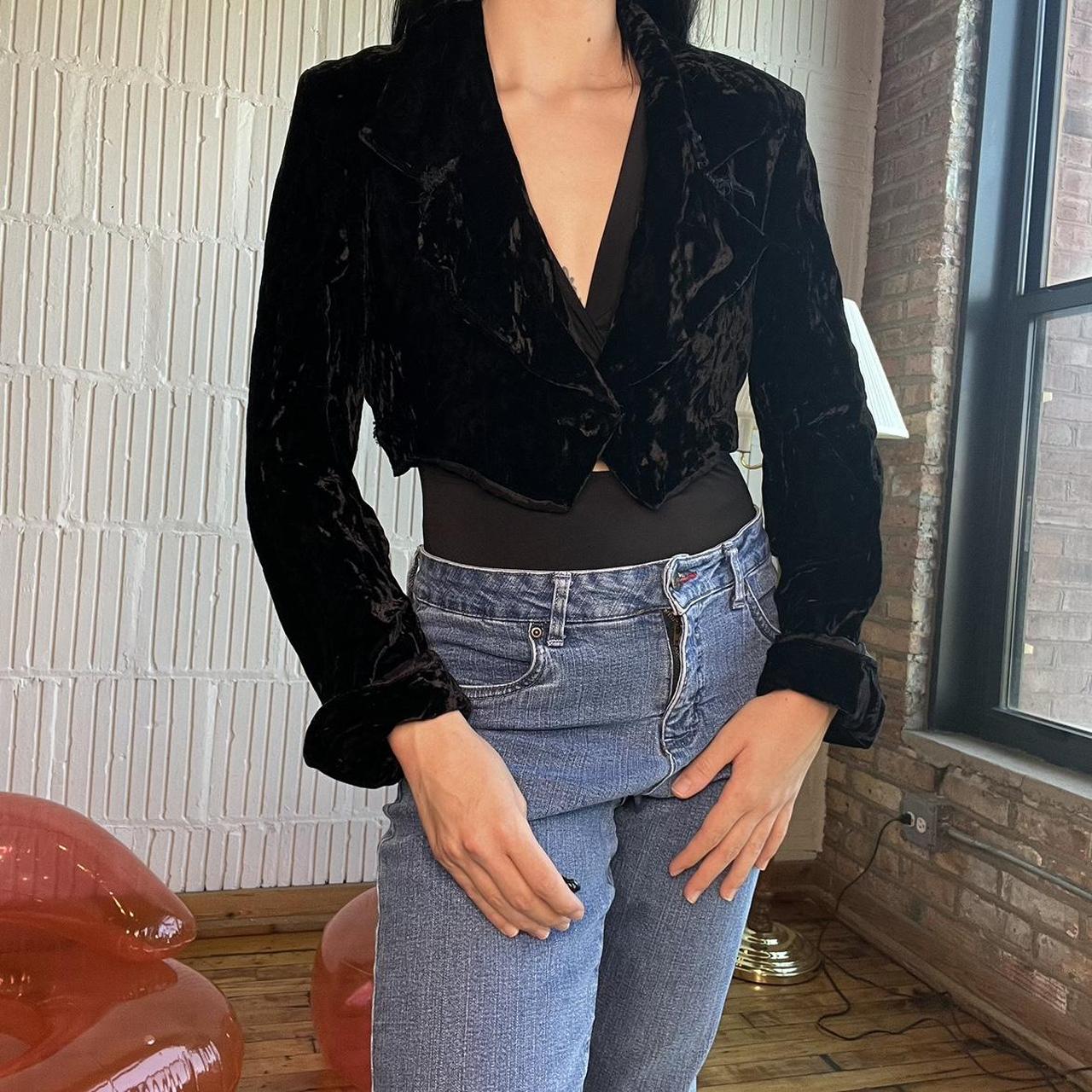 black velvet cropped blazer