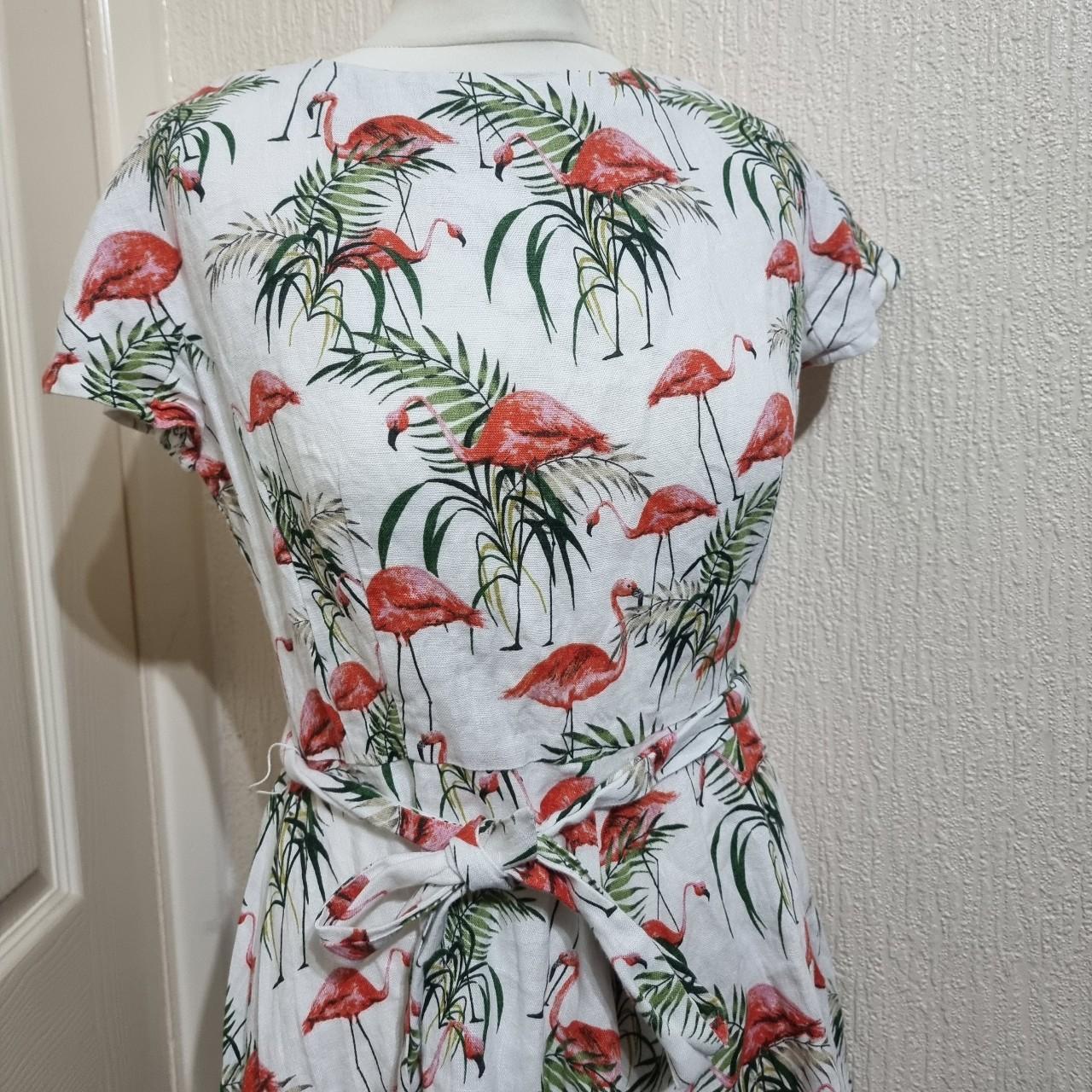 Hobbs Sorrento Flamingo Pattern 100 Linen Dress Fit. Depop