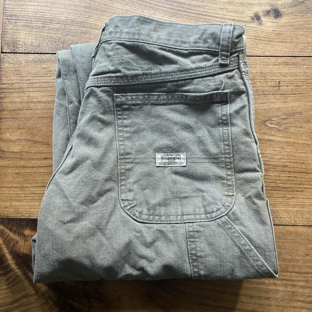 Army green wrangler cargo jeans size 30x30 Perfect... - Depop