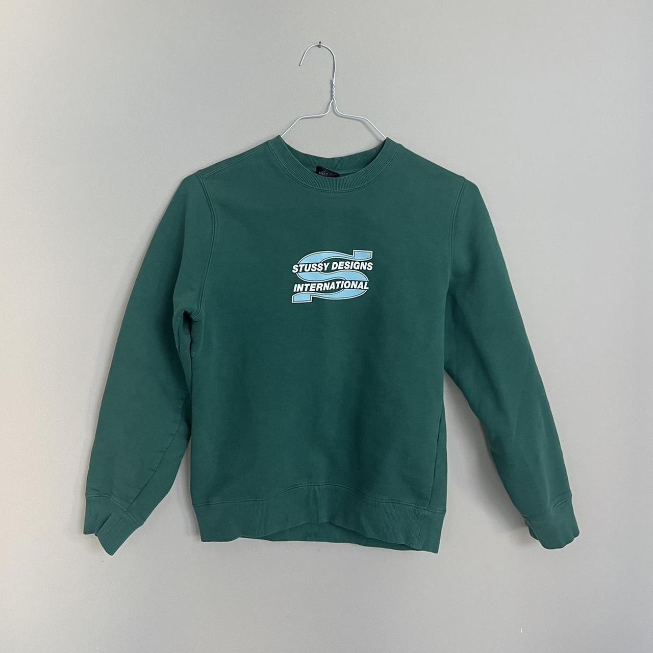 Green Stussy sweatshirt size small fits more like an... - Depop