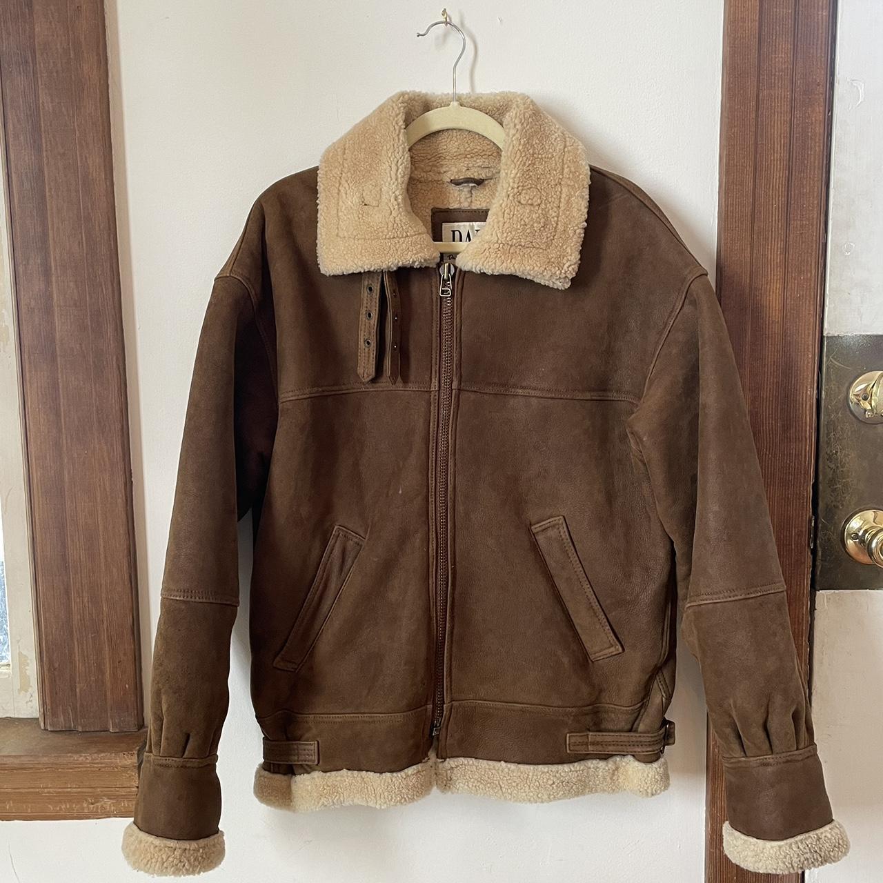 Vintage suede and shearling aviator jacket Size... - Depop