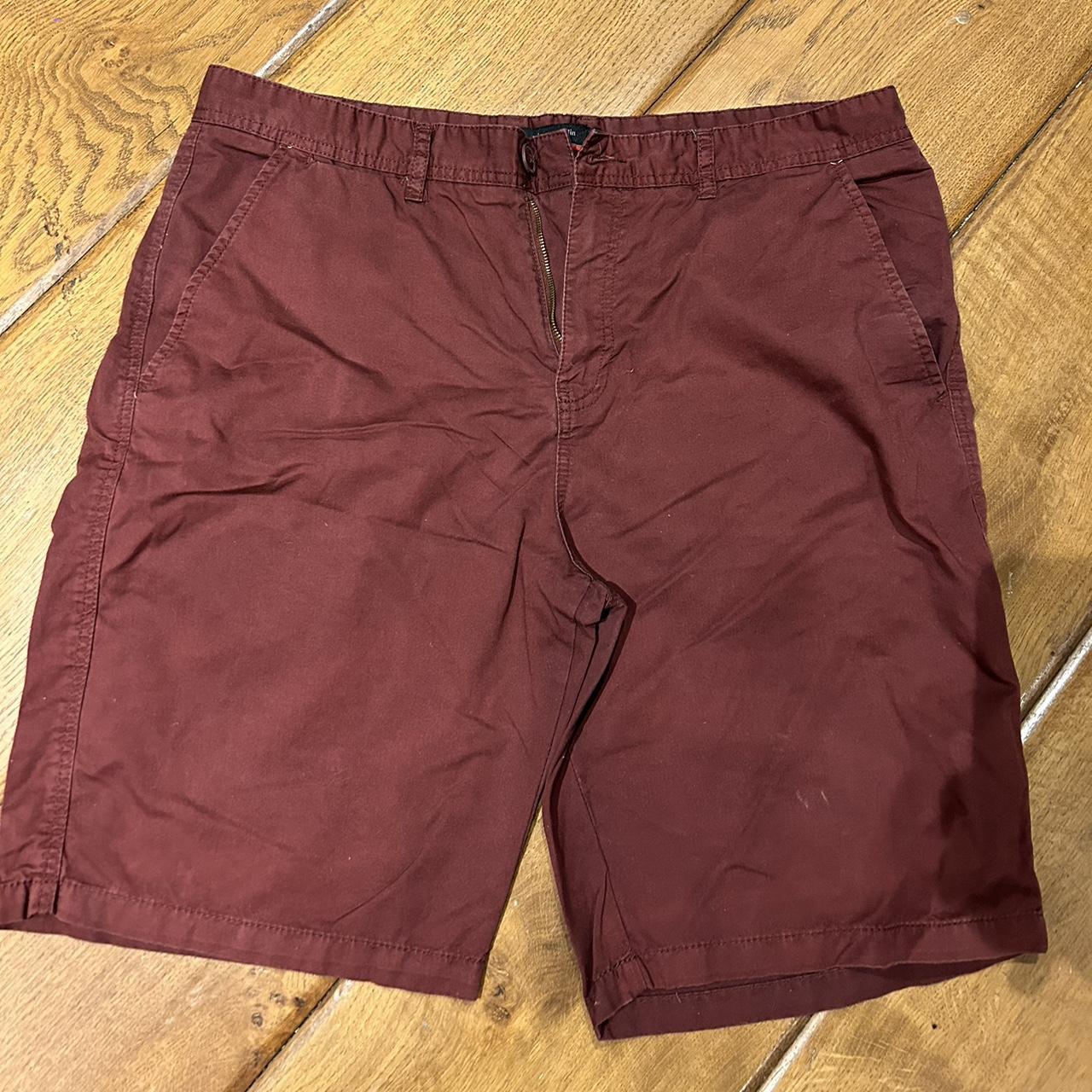 Pierre Cardin burgundy/maroon chino shorts with... - Depop