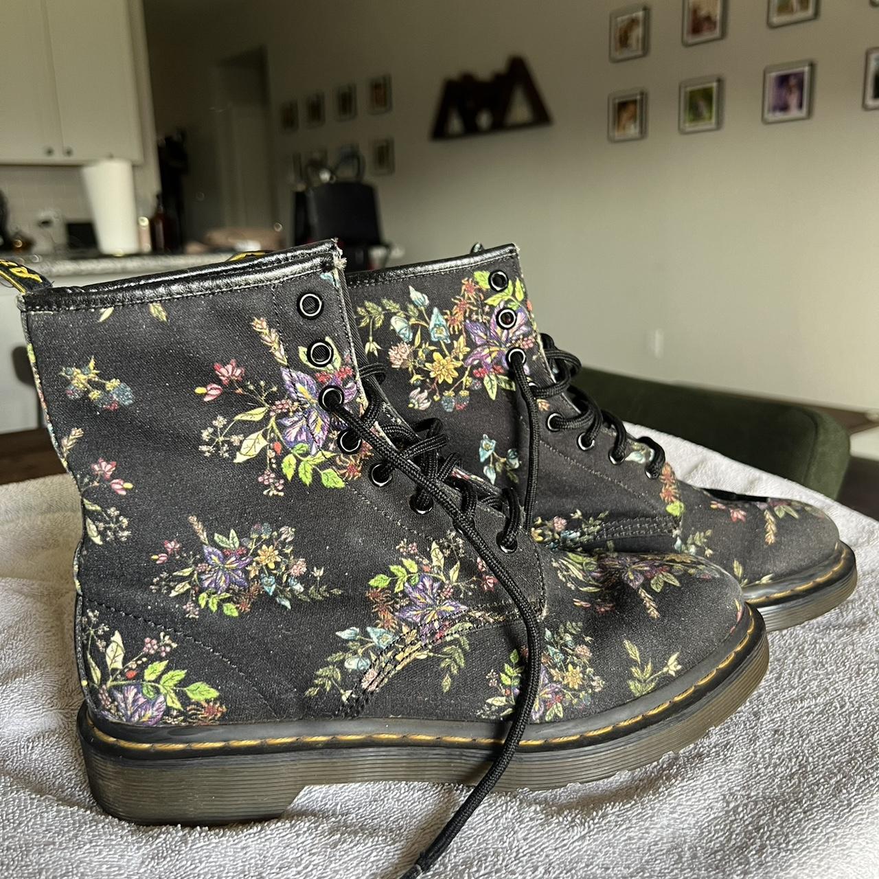 Dr Martens 1460 Castel Victorian Black Purple Floral. Depop