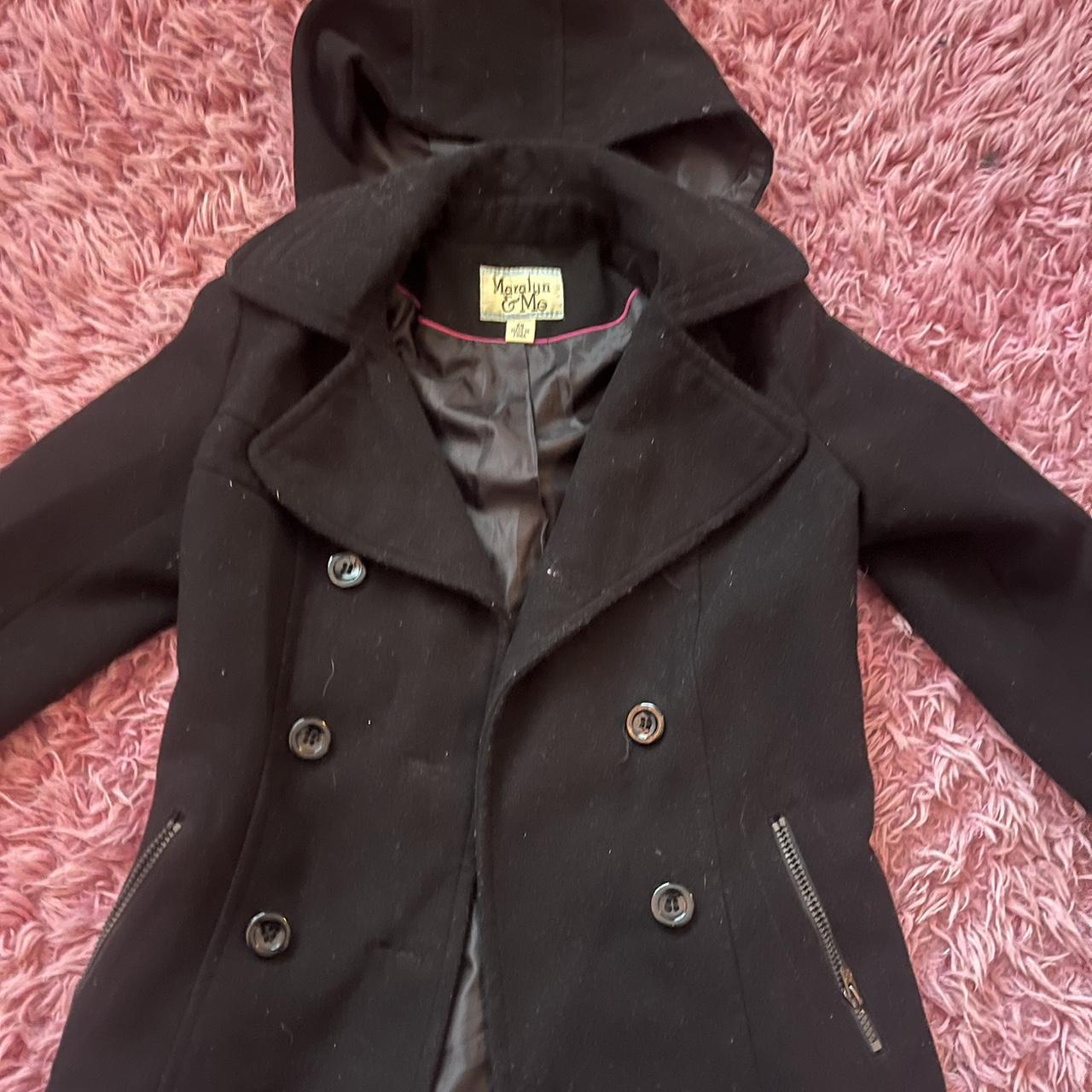 maralyn & me black coat, junior’s extra small. in... - Depop