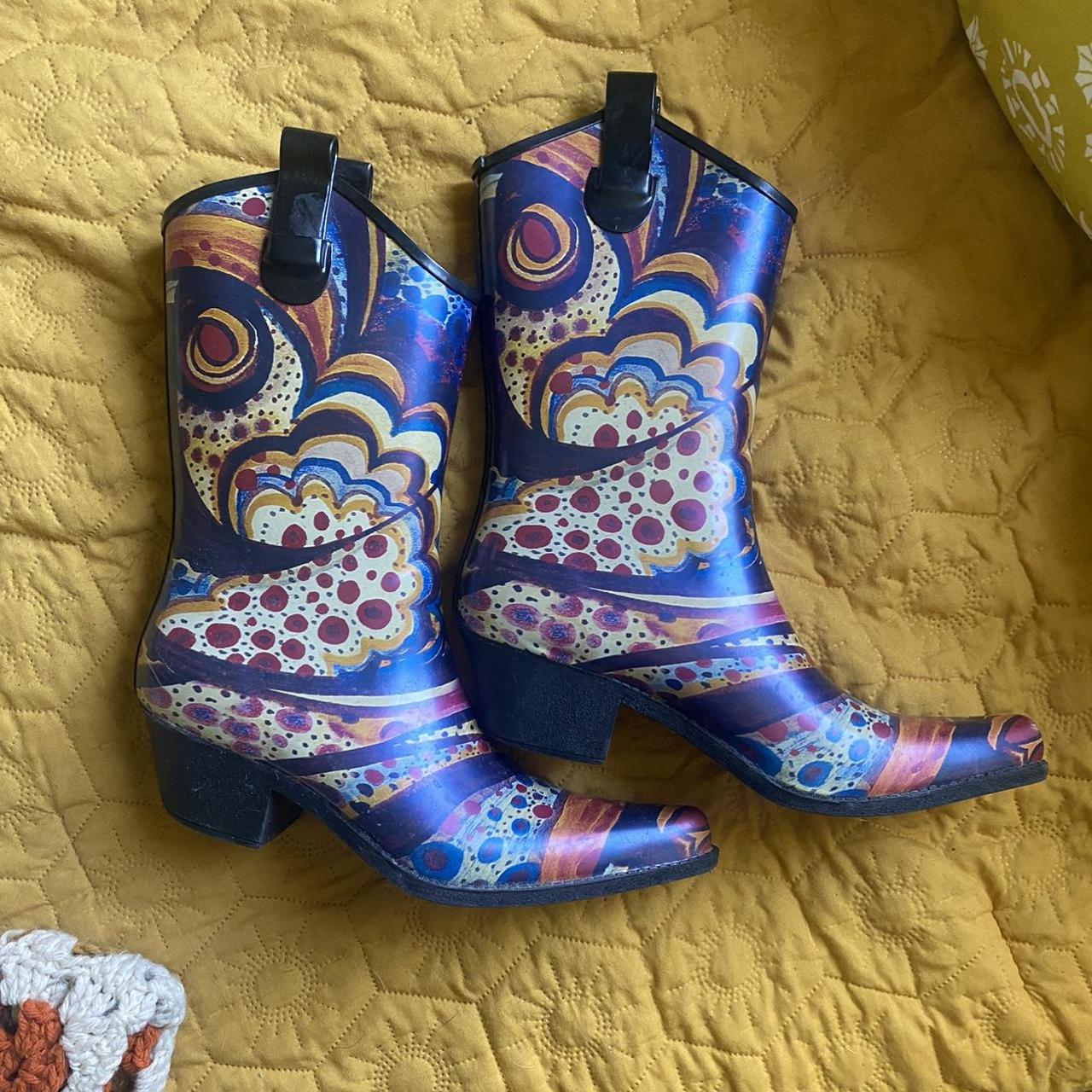 Rubber cowboy boots. Worn 2 times. Very comfy!... - Depop