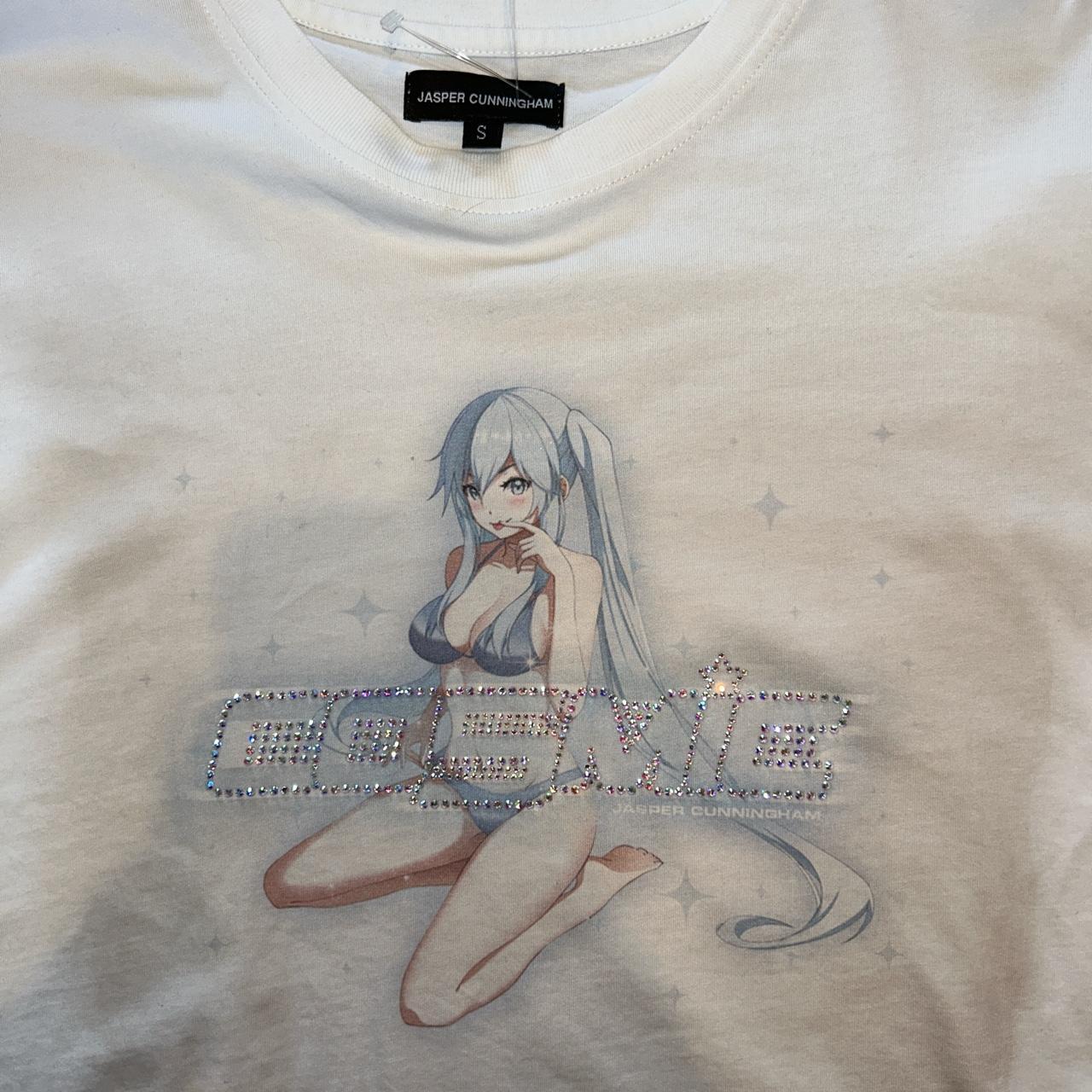Off-White Women's White and Blue T-shirt (2)