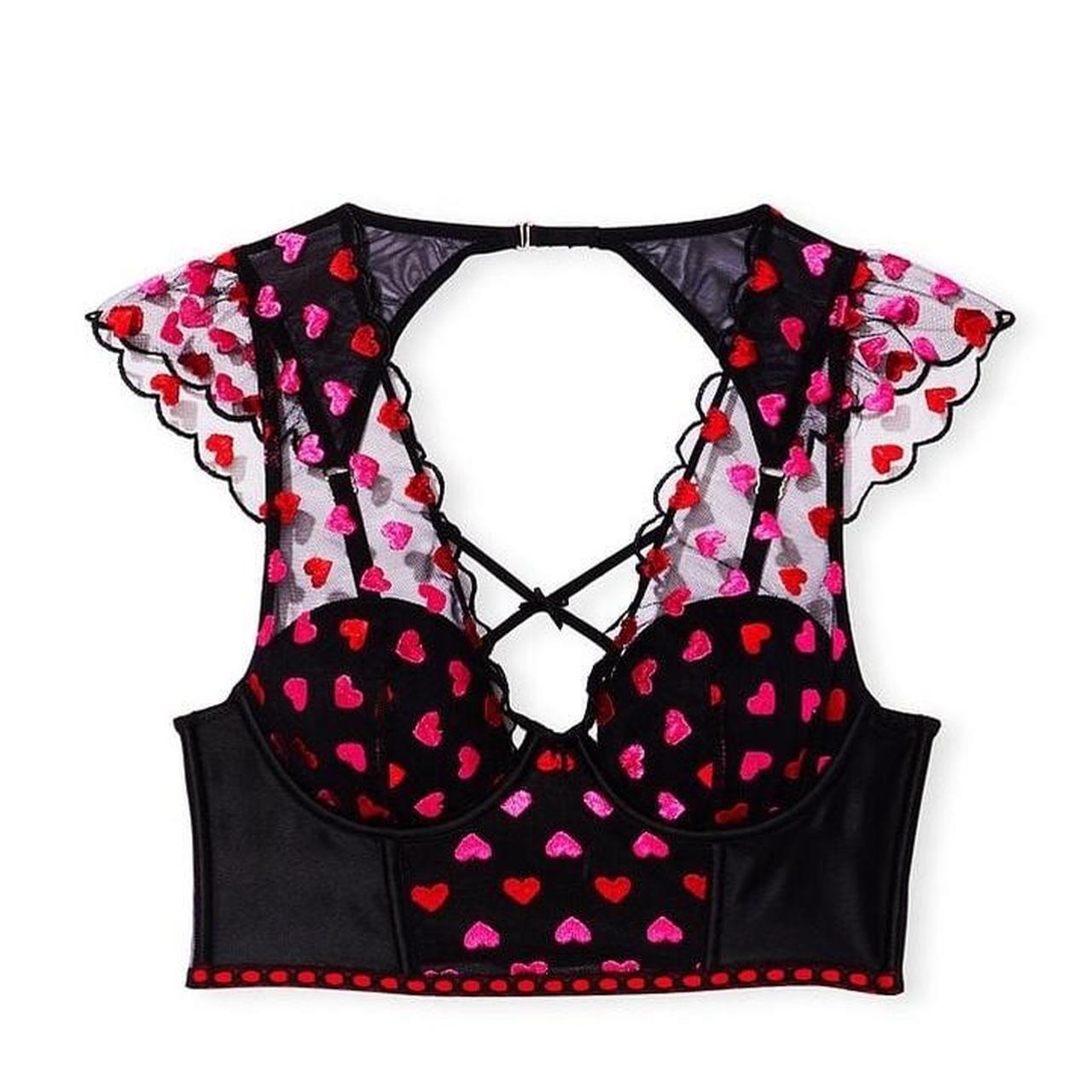 Victoria's Secret Women's Black and Pink Corset Depop