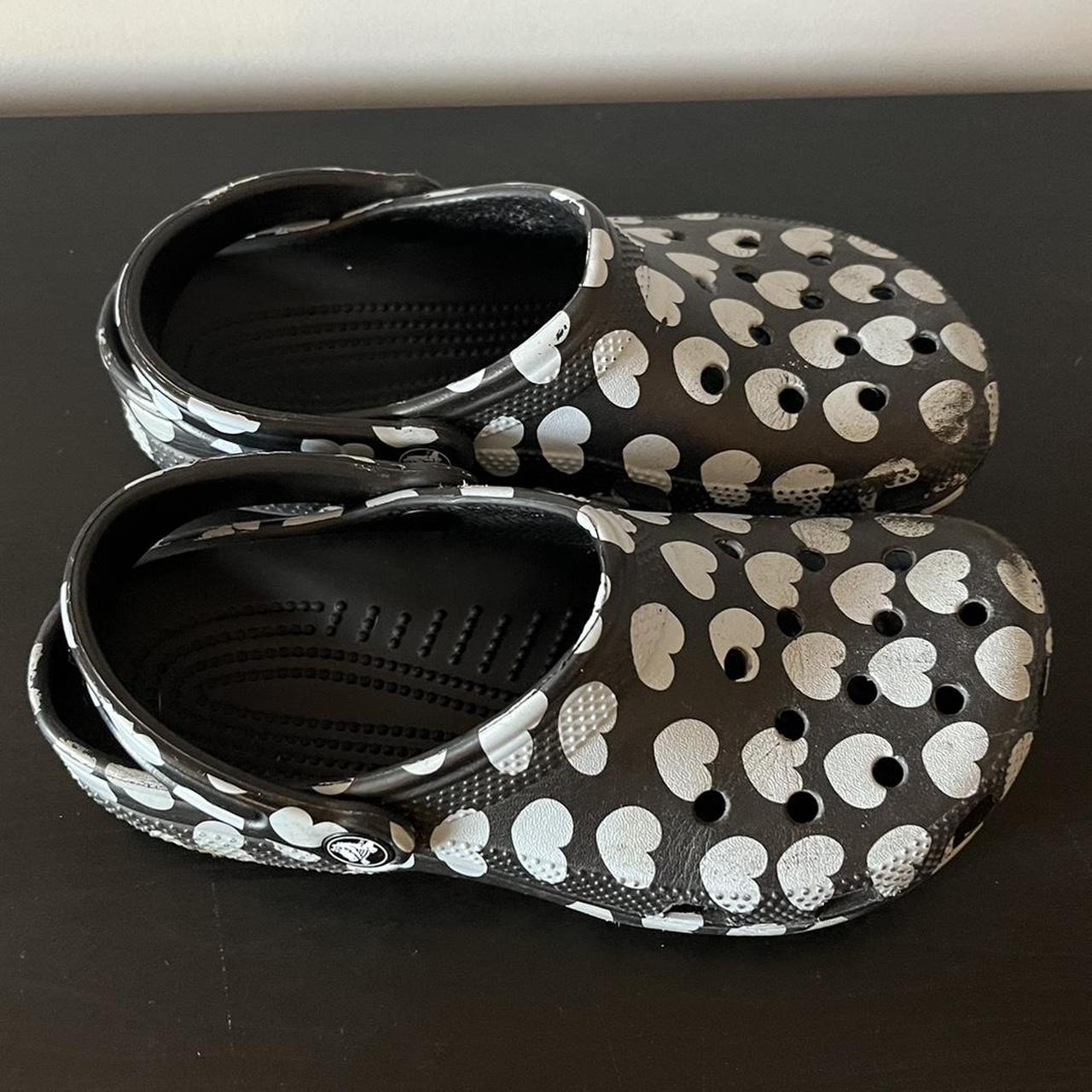 Black and Baby Blue Heart covered Crocs • Size EU... Depop