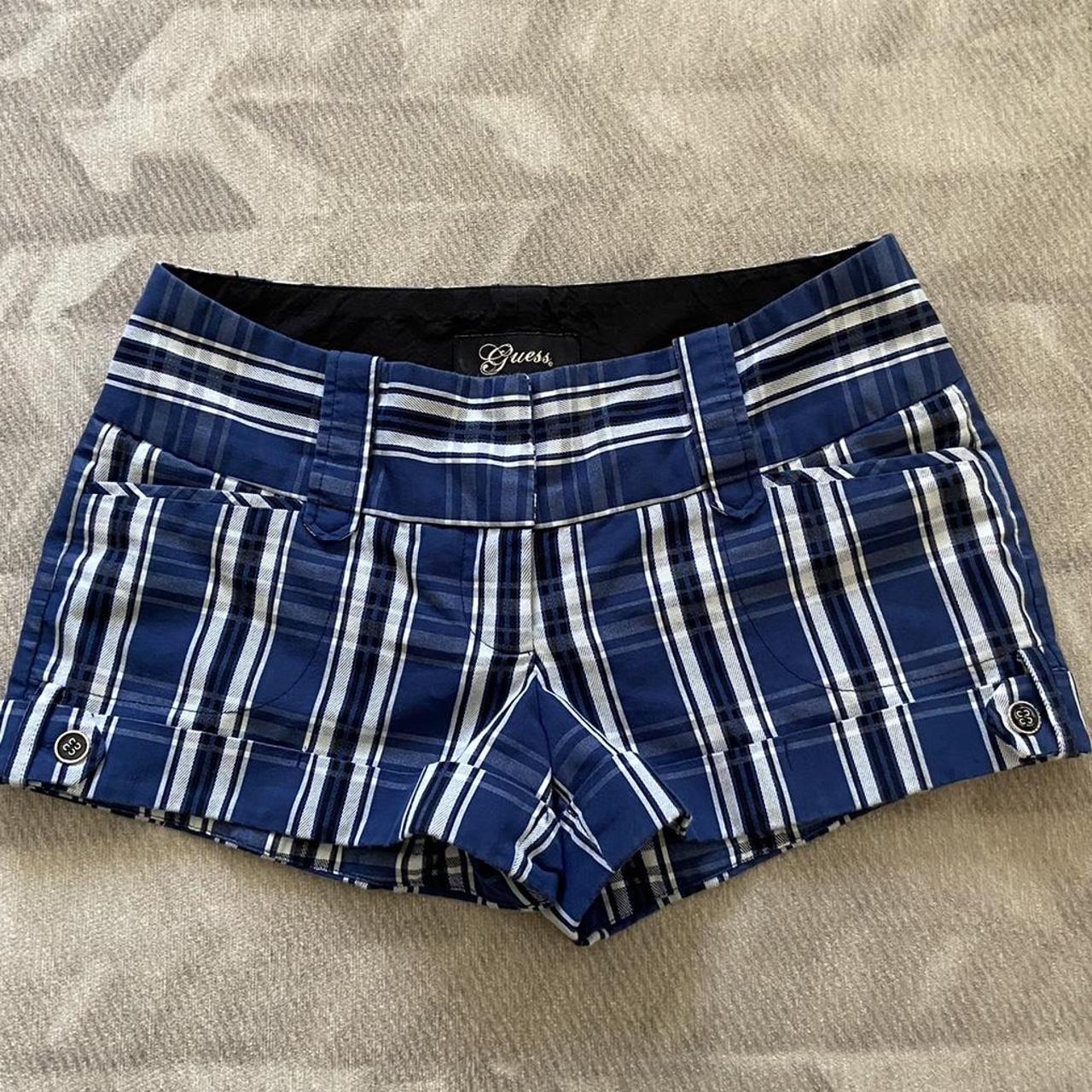 Guess Women's Black and Blue Shorts | Depop