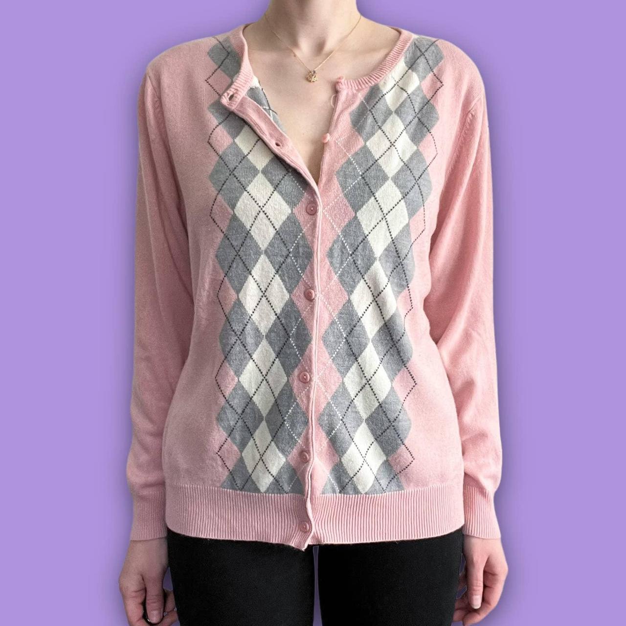 Women's argyle hotsell cardigan sweater