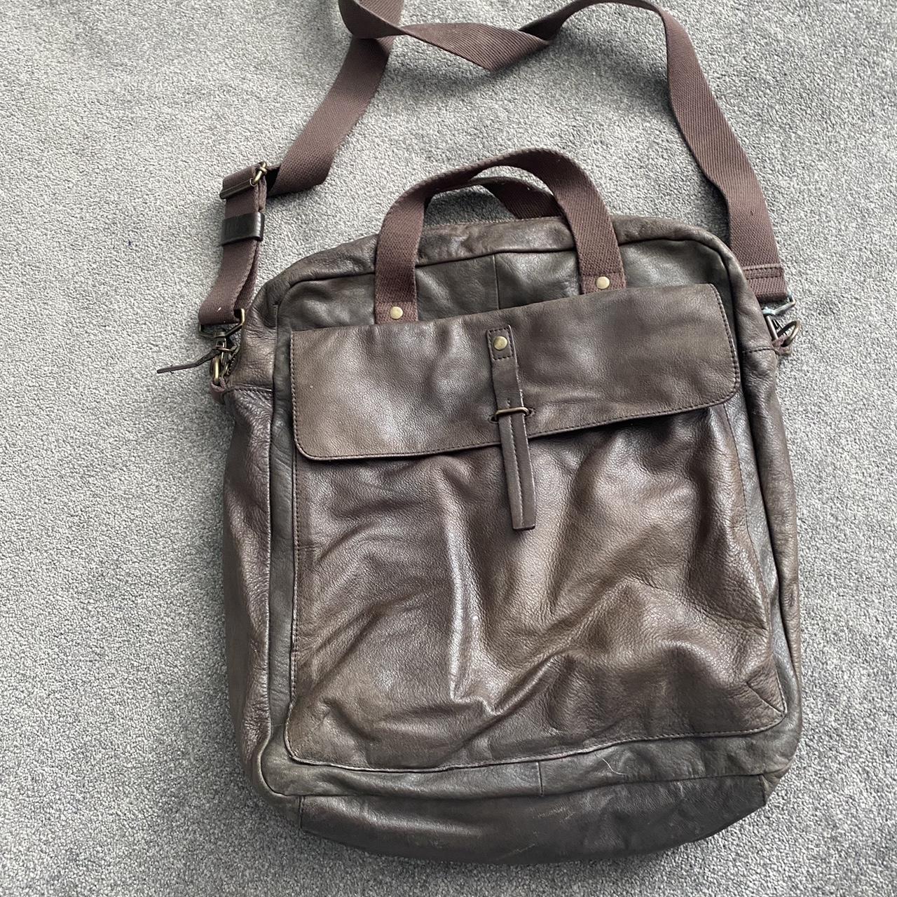 Brown leather tote style bag by GAP All leather... - Depop