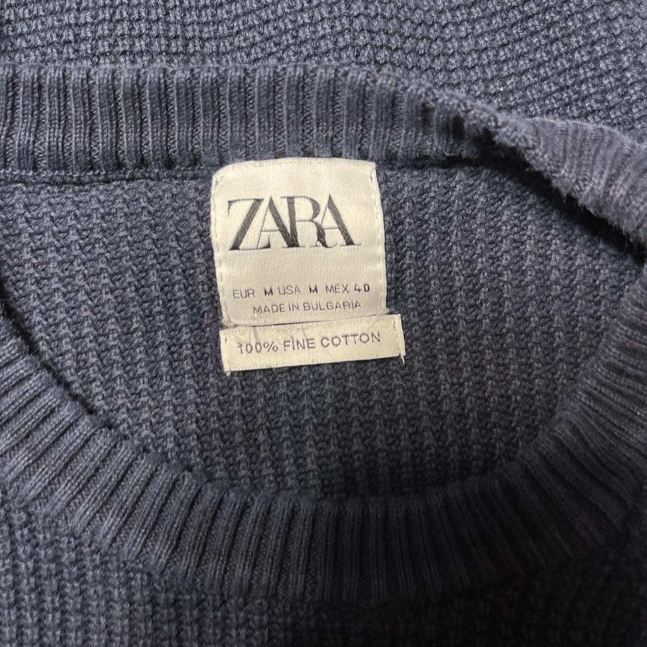 zara blue knit sweater size m but best fits a small - Depop