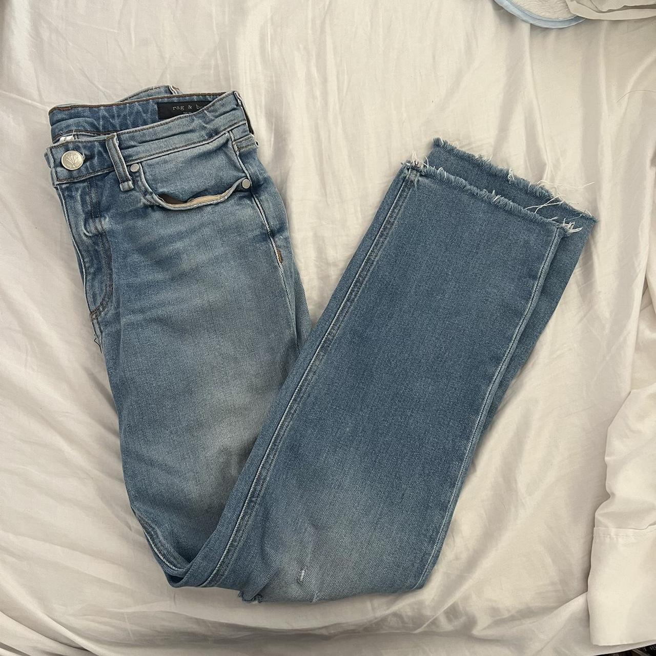 Rag & Bone Women's Blue and Navy Jeans | Depop