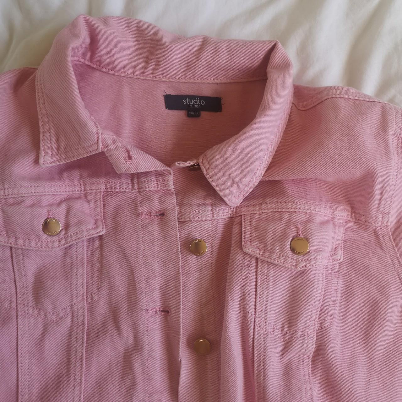 Pink denim jacket Studio size 2022, I'd say it... Depop