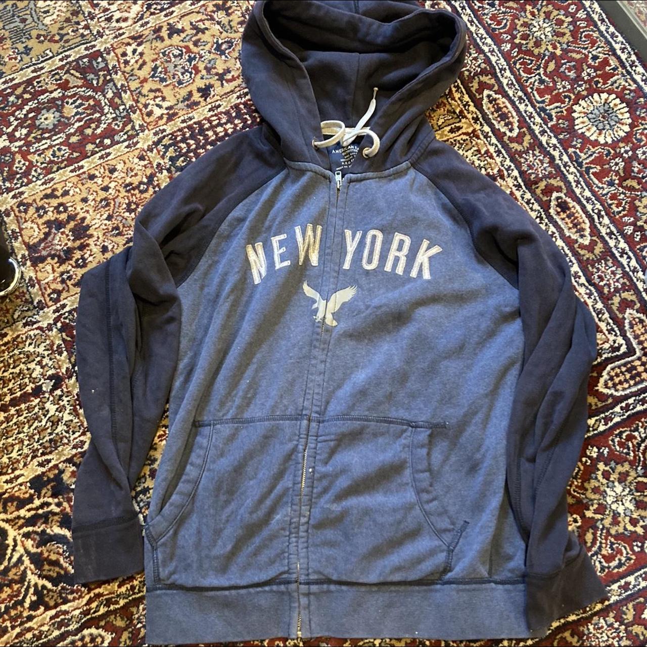 American Eagle Outfitters Men's Blue and Navy Hoodie | Depop