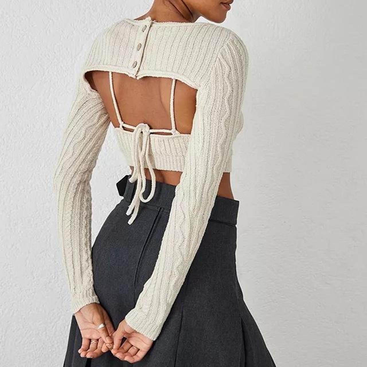 Urban Outfitters Women's Cream Top Depop