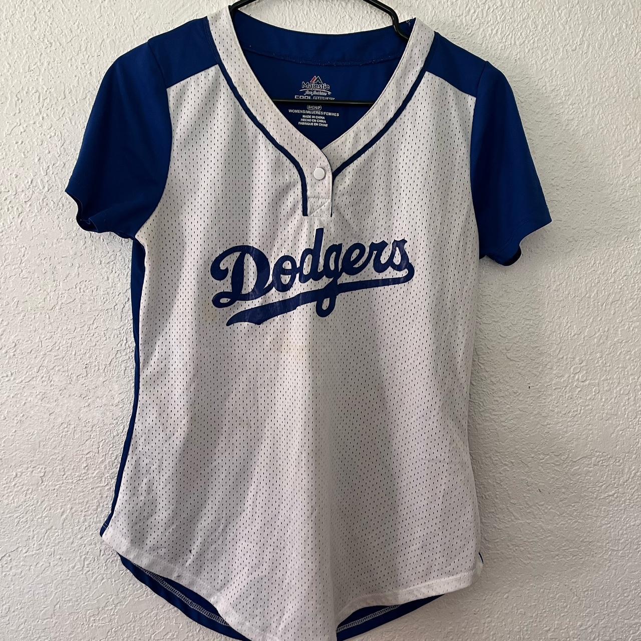 Women's Los Angeles Dodgers Majestic Vneck Jersey - Depop