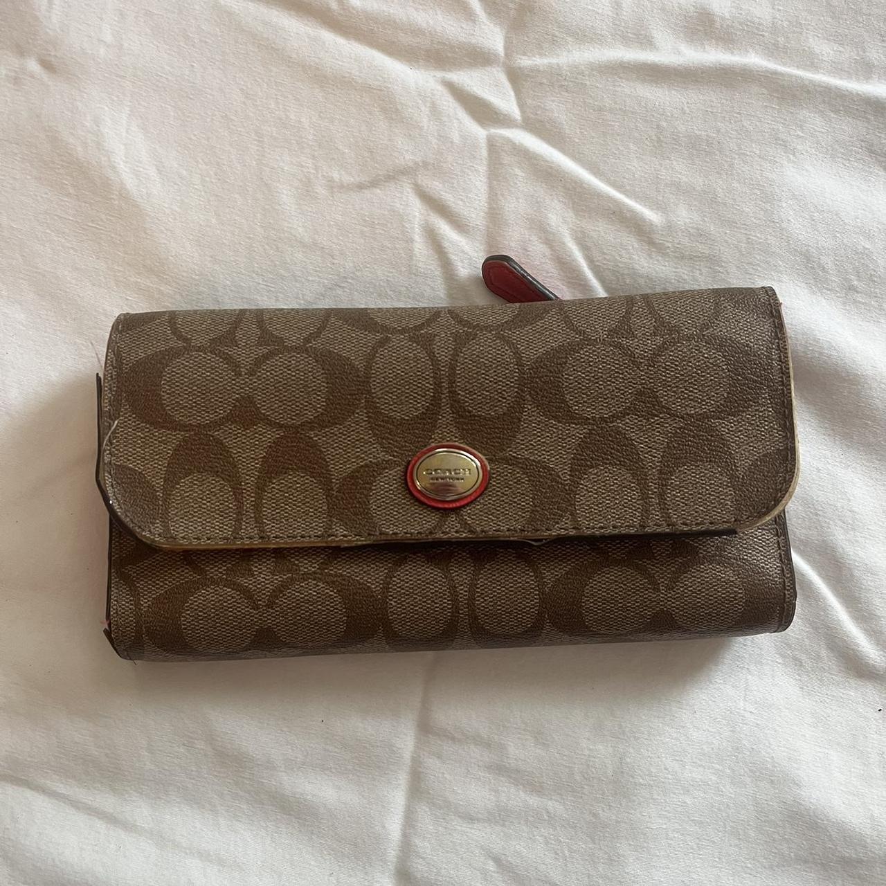 Coach Signature Payton Multi Color Zip Wristlet Wallet Purse