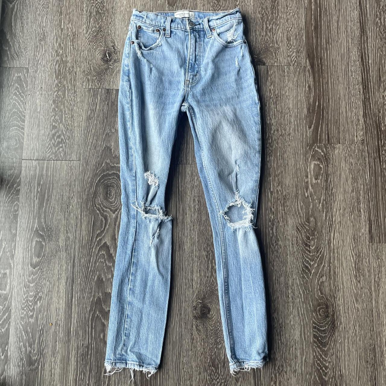 Abercrombie & Fitch Light Wash Skinny High Rise... - Depop