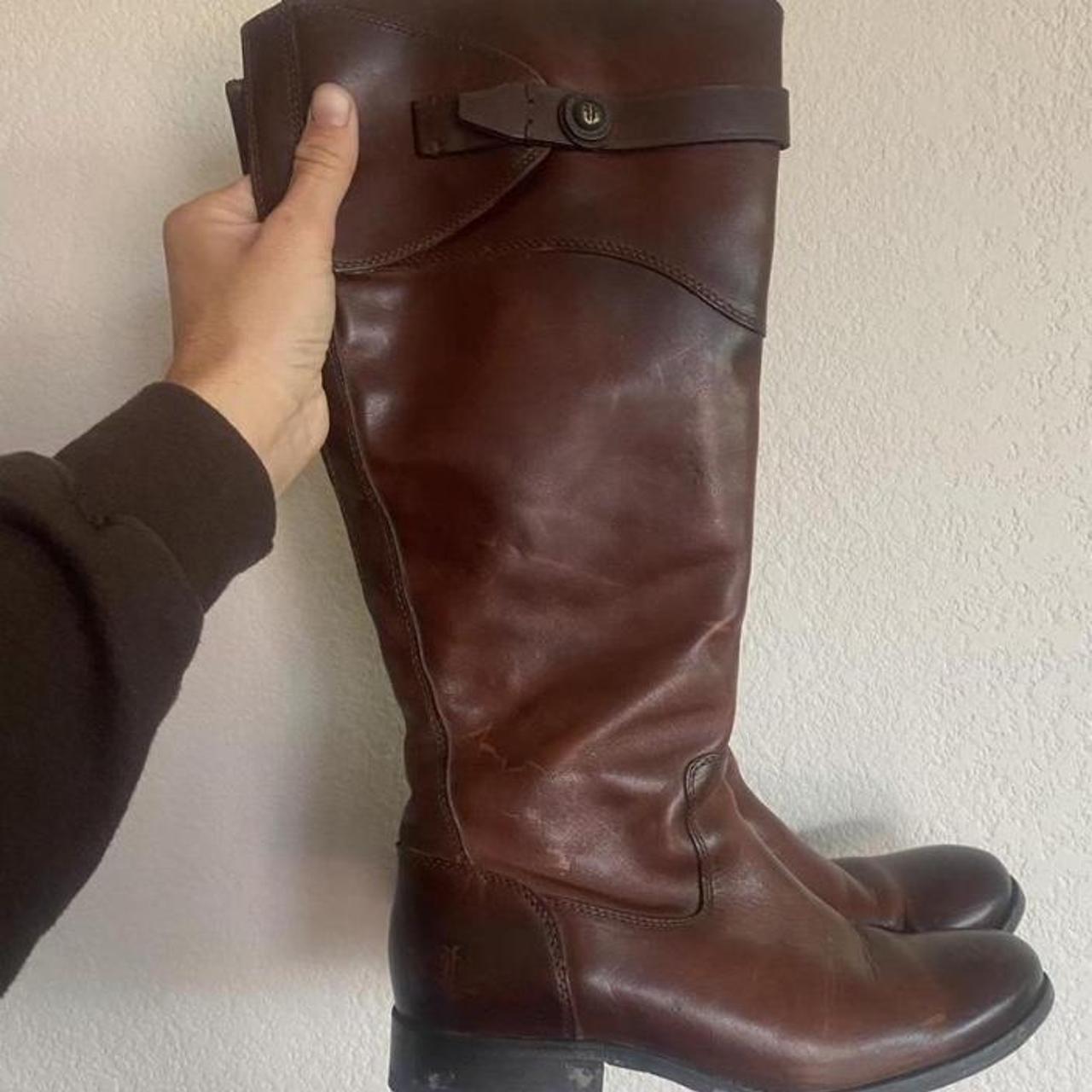 frye riding boots brown