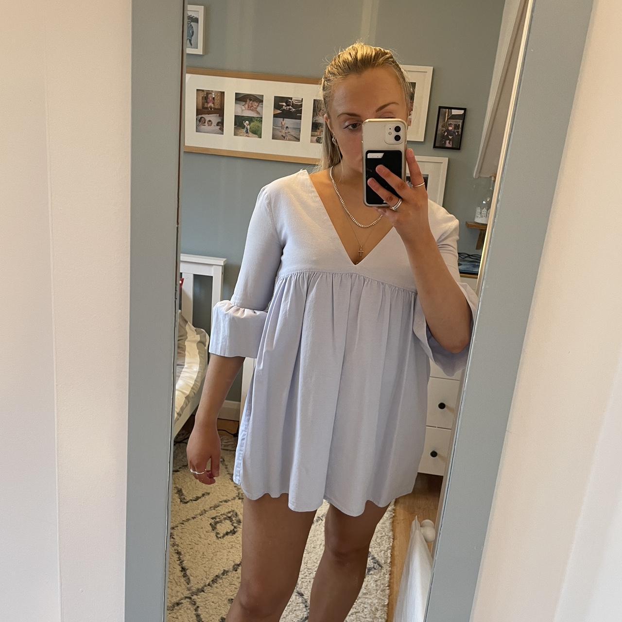 The most beautiful baby blue Zara mini dress with... Depop