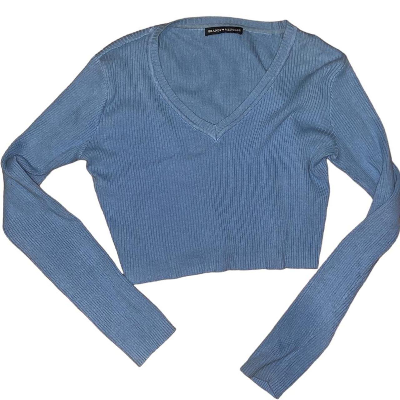 Brandy Melville Cropped Light Blue Long Sleeve Sweater