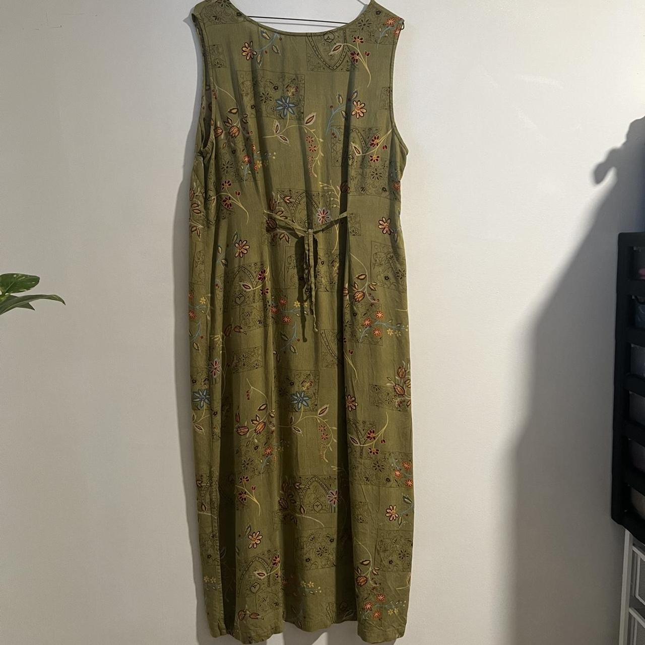 paisley floral green dress size xl 🎀free shipping... - Depop