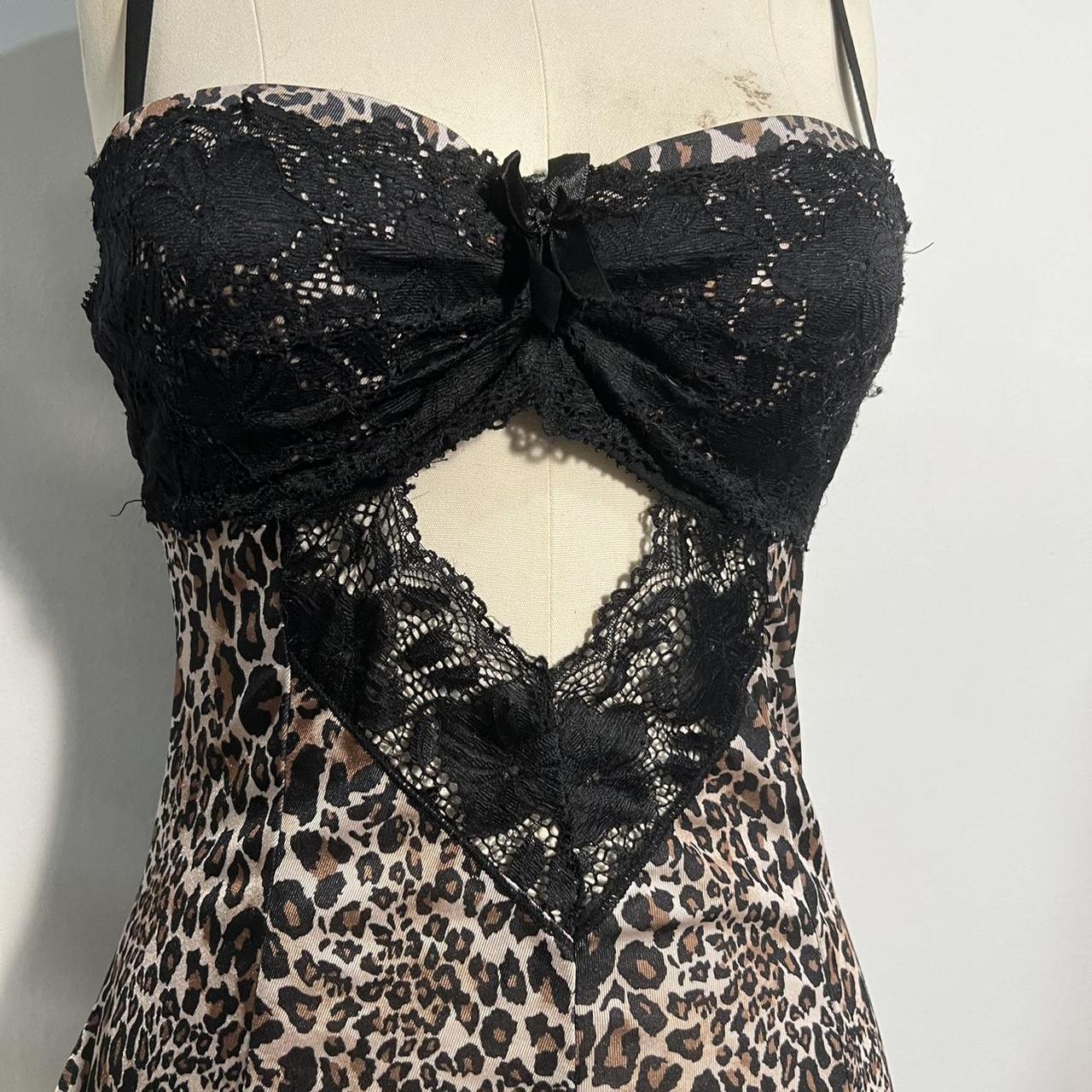 leopard print bodycon form fitting slip dress... Depop