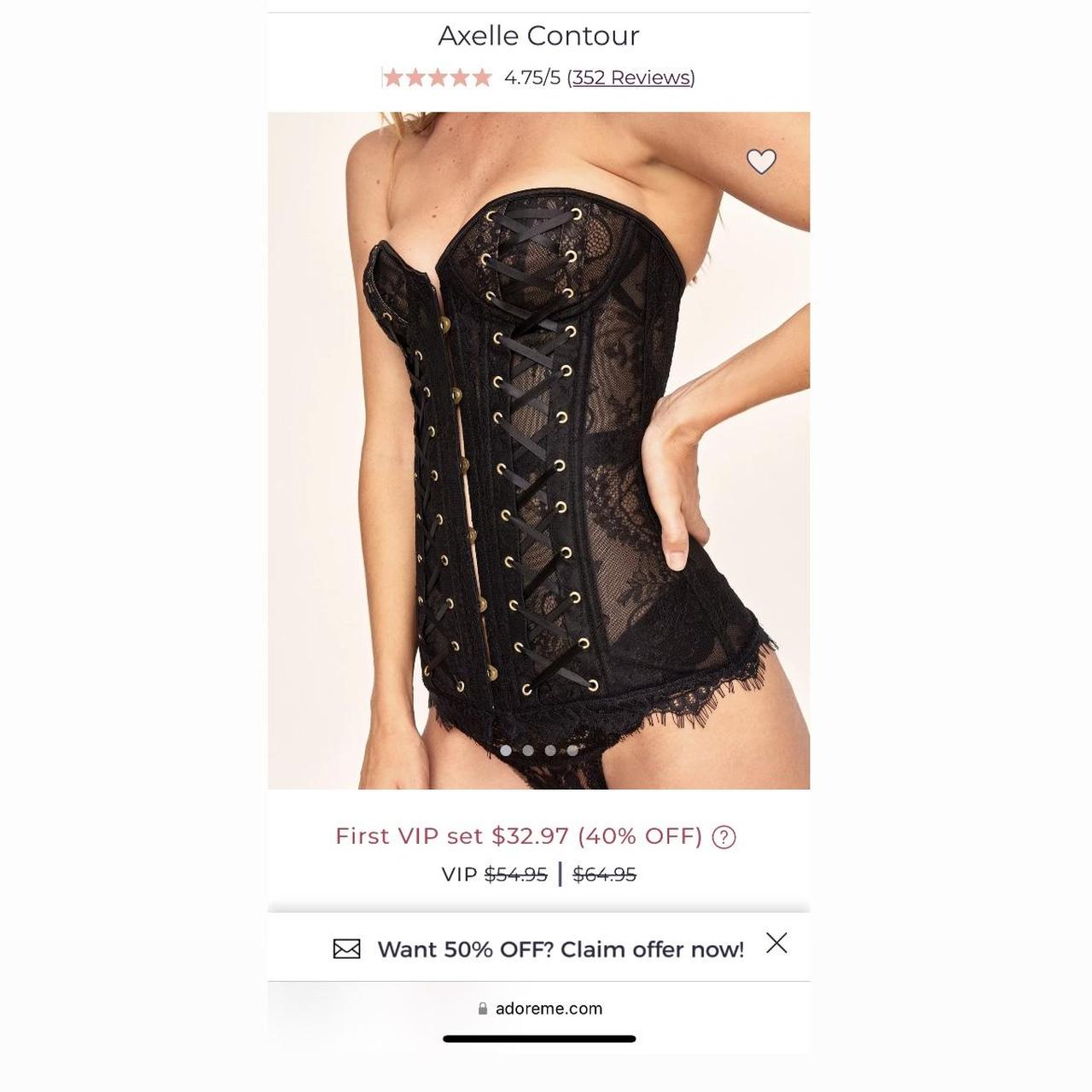 Adore Me Black Lace Up Corset With Gold Hardware Depop