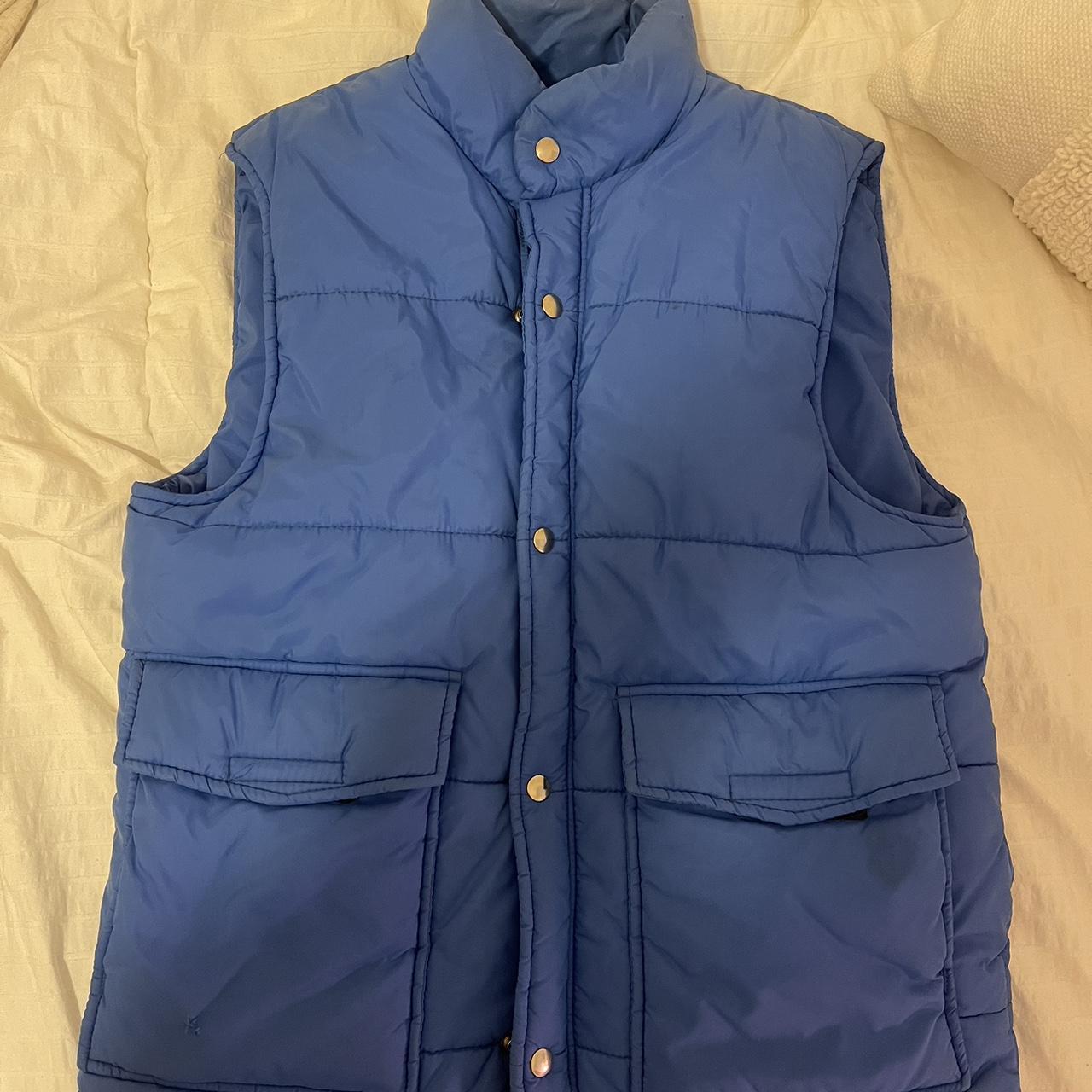vintage royal blue puffy vest! Tag says medium (i’m... - Depop