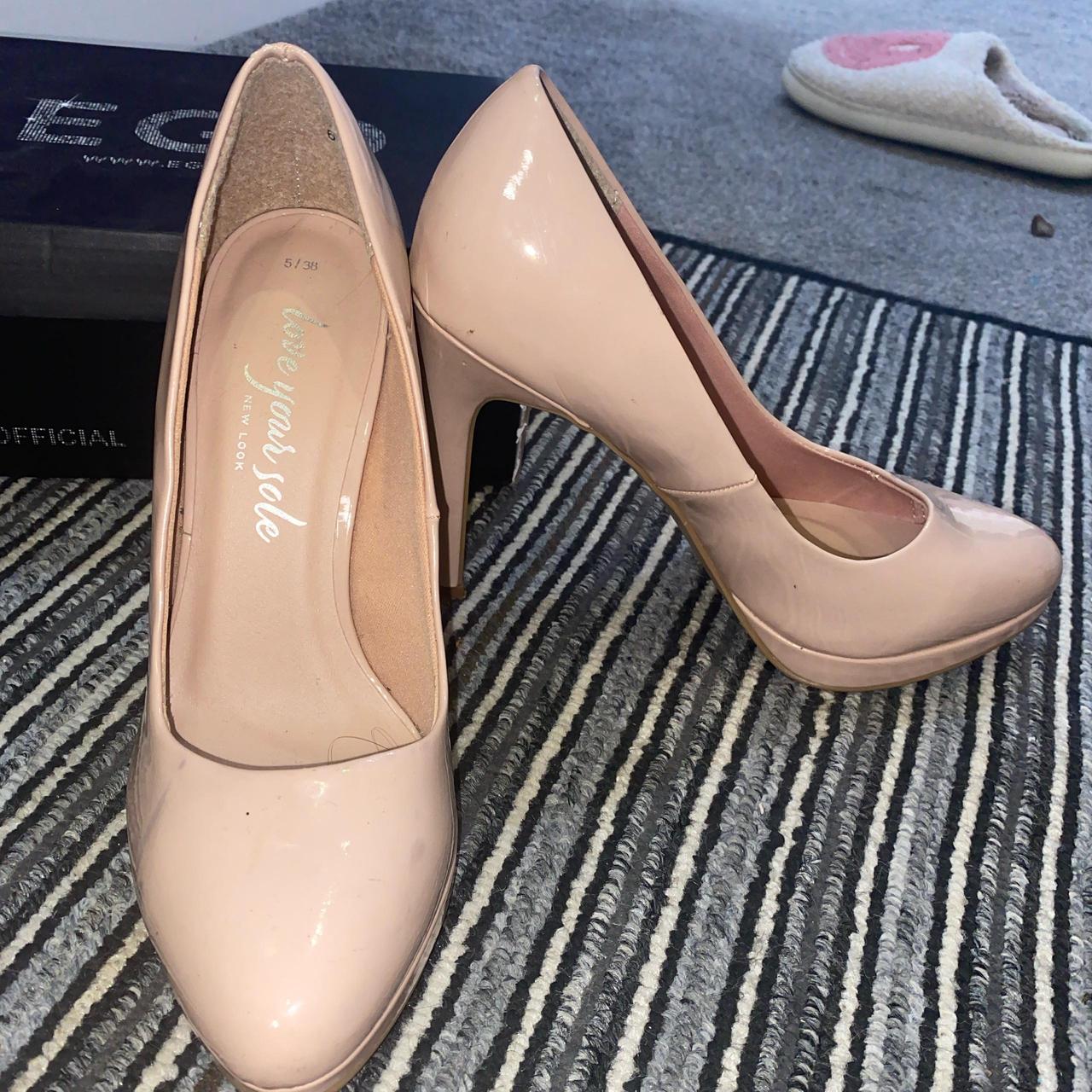 New look glossy nude heels Worn once Slight mark. Depop